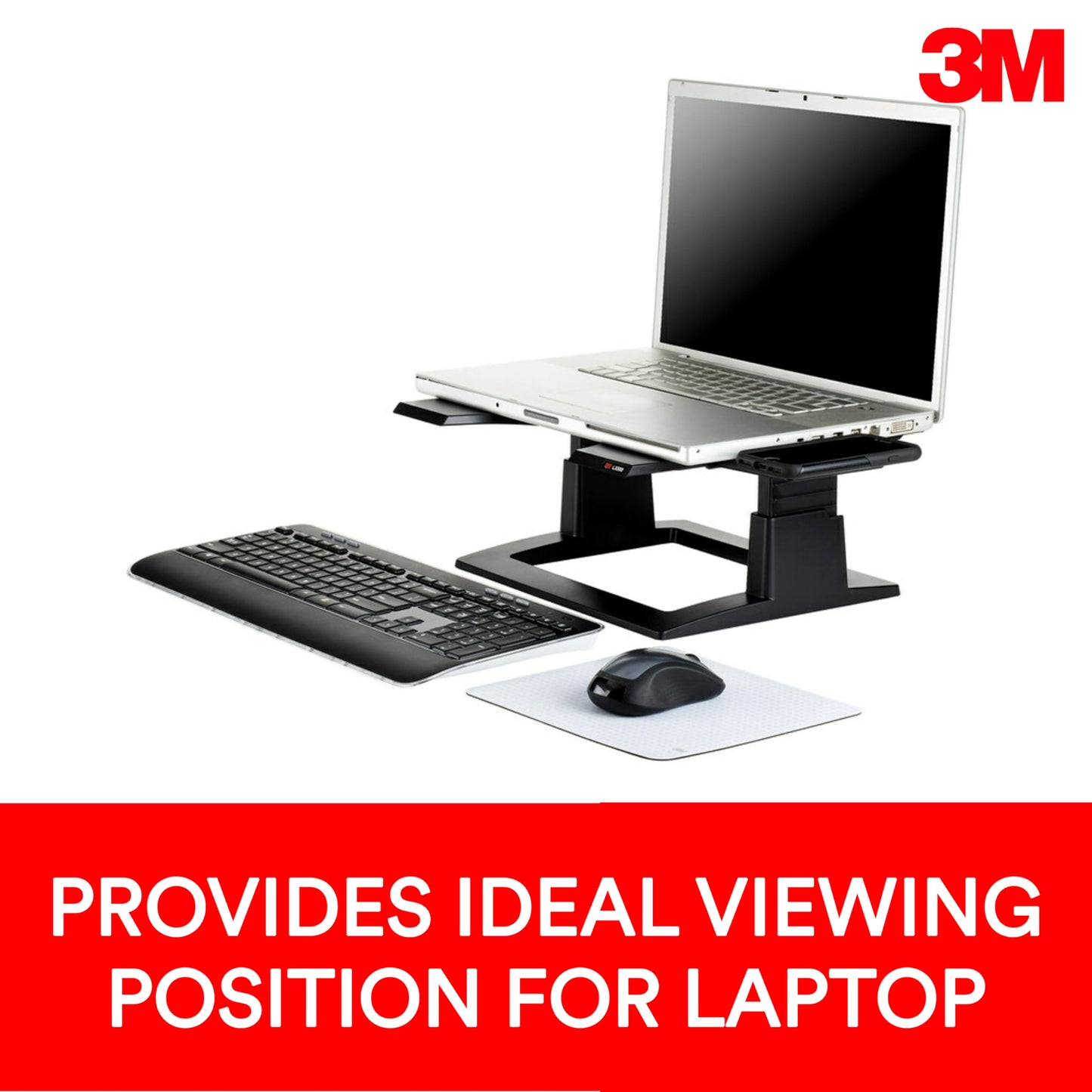 3M Adjustable Laptop Stand, Raise Height 4" - 6" to Reduce Neck Strain, Non-Skid Base, Cooling Vents, Laptop Riser