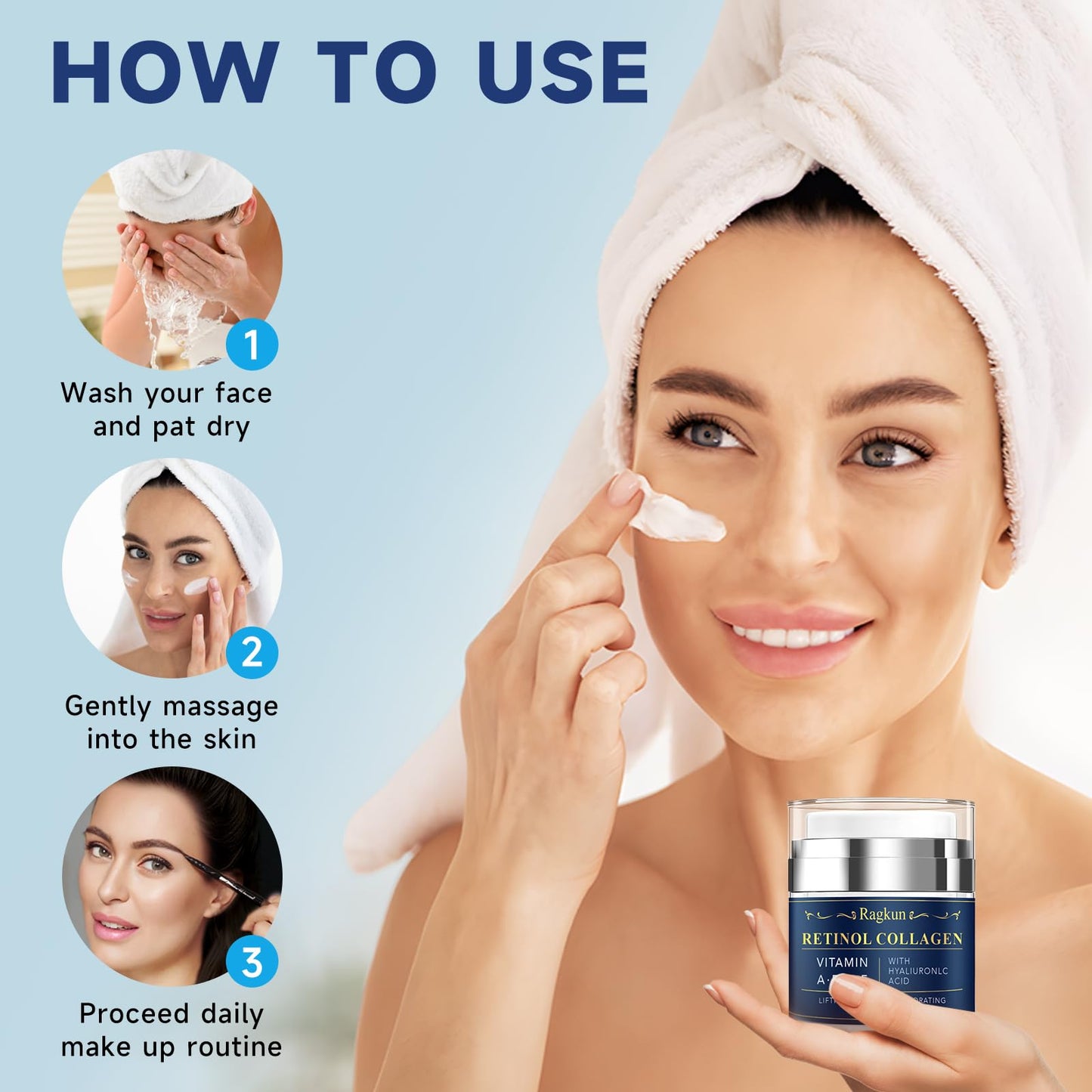 Face Moisturizer Retinol Cream - Neck Collagen Creams for Tightening and Firming - Anti Aging Day & Night Facial Moisturizer for Women & Men, Tighten and Lift Wrinkle Cream - 2-Pack