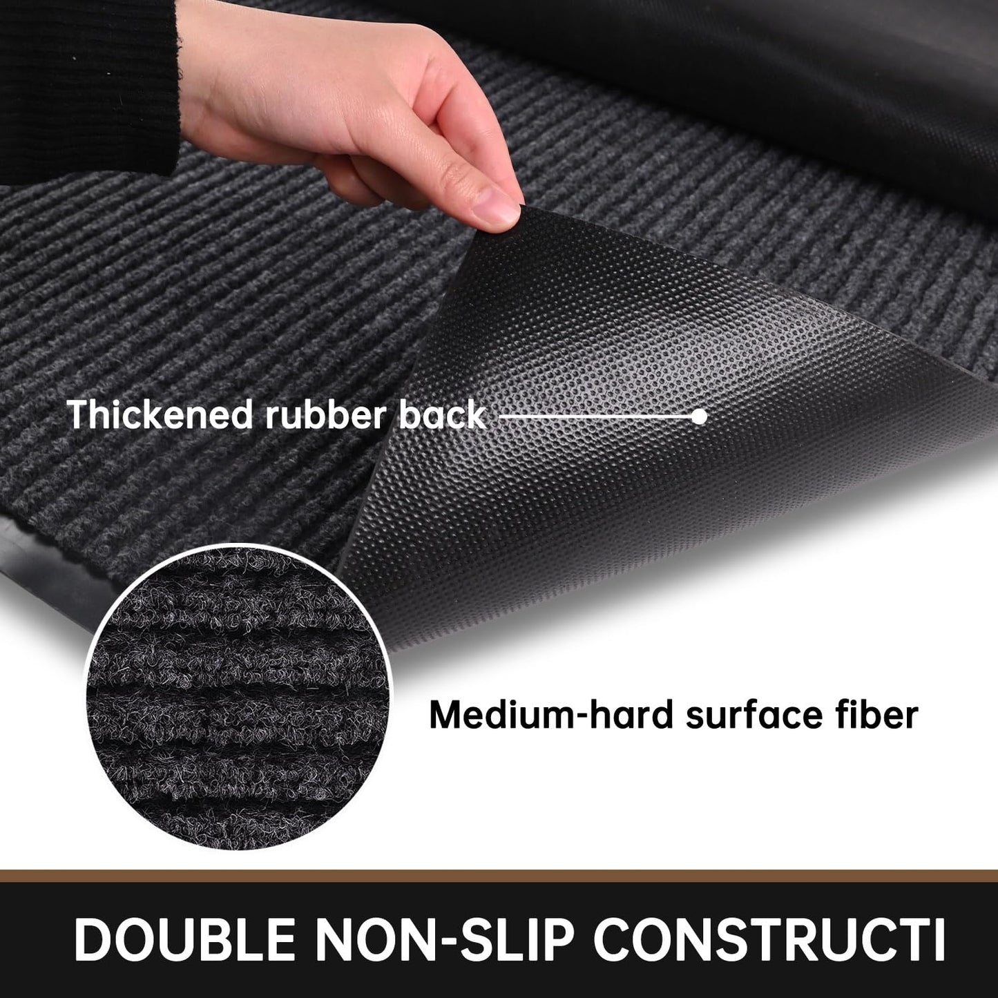 Front Door Mat, Heavy Duty Indoor Outdoor Doormat, 24" x 48" Non-Slip Front Welcome Mats for Entryway, Rubber Backing Low Profile Mats, Commercial Door Mat