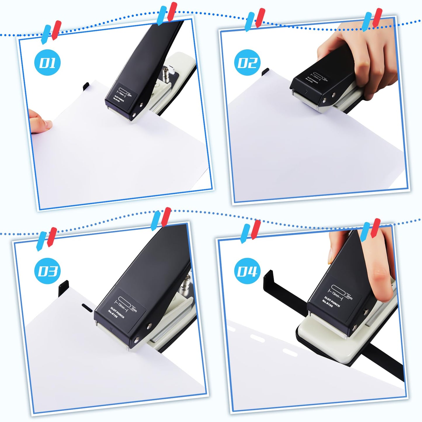 Gisafai 2 Pcs Badge Slot Hole Punch ID Card Slot Punch Hand Held Metal Hole Puncher Oval Slotting Tool for PVC ID Card, Luggage Tag, Name Tag and Badge Holder