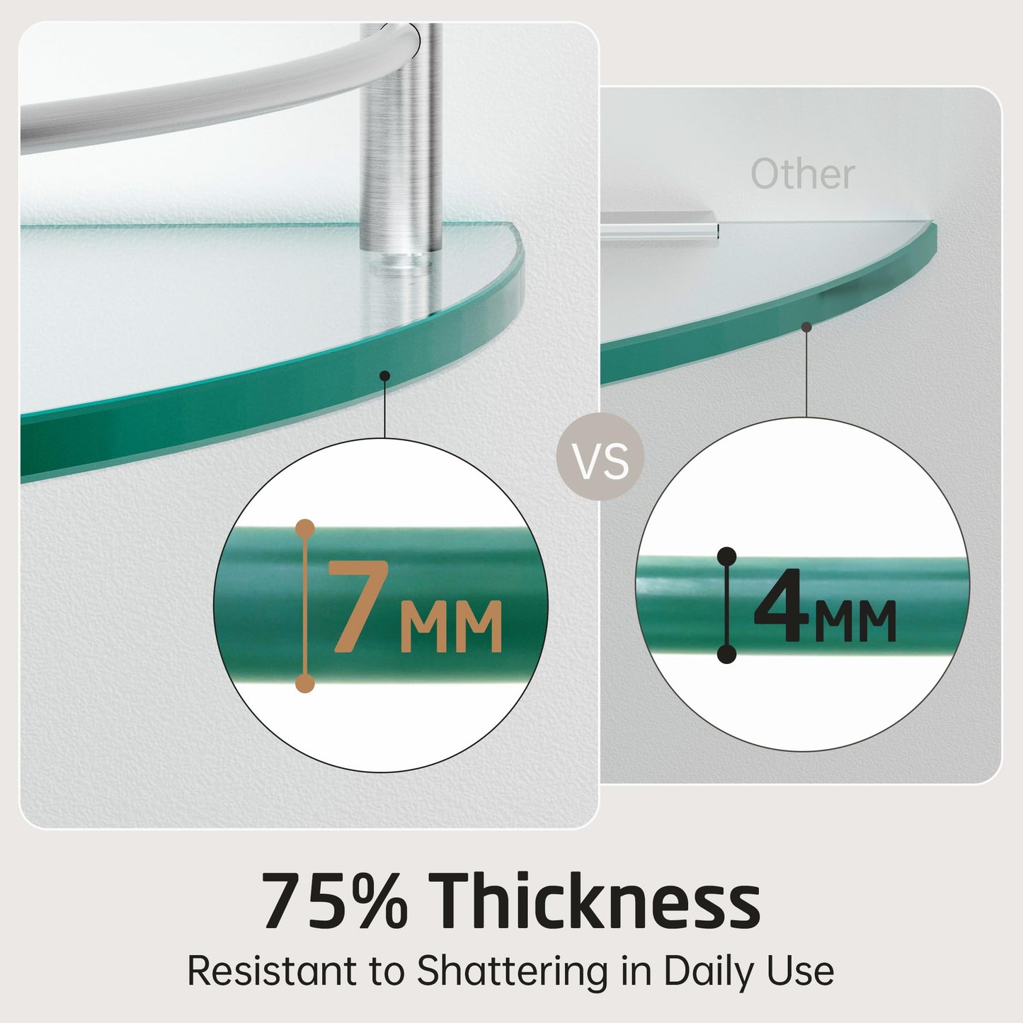 KES Bathroom Glass Shelf 7mm Tempered Glass Corner Shelves with Rustproof Rail SUS304 Stainless Steel Brushed Wall Mounted 2 Pack, BGS2101A-2-P2