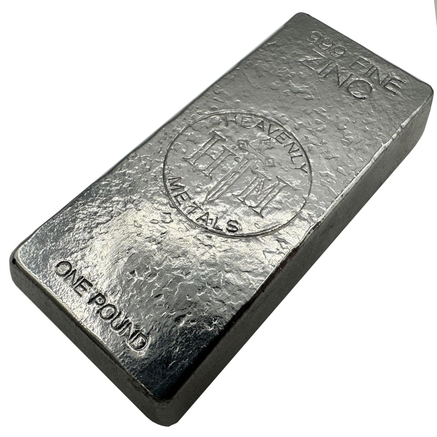 1 Pound 99.9% Pure Zinc Hand Poured Metal Bullion Bar Ingot – Collectible Element for Display, Science Experiments, DIY Casting, Paperweight