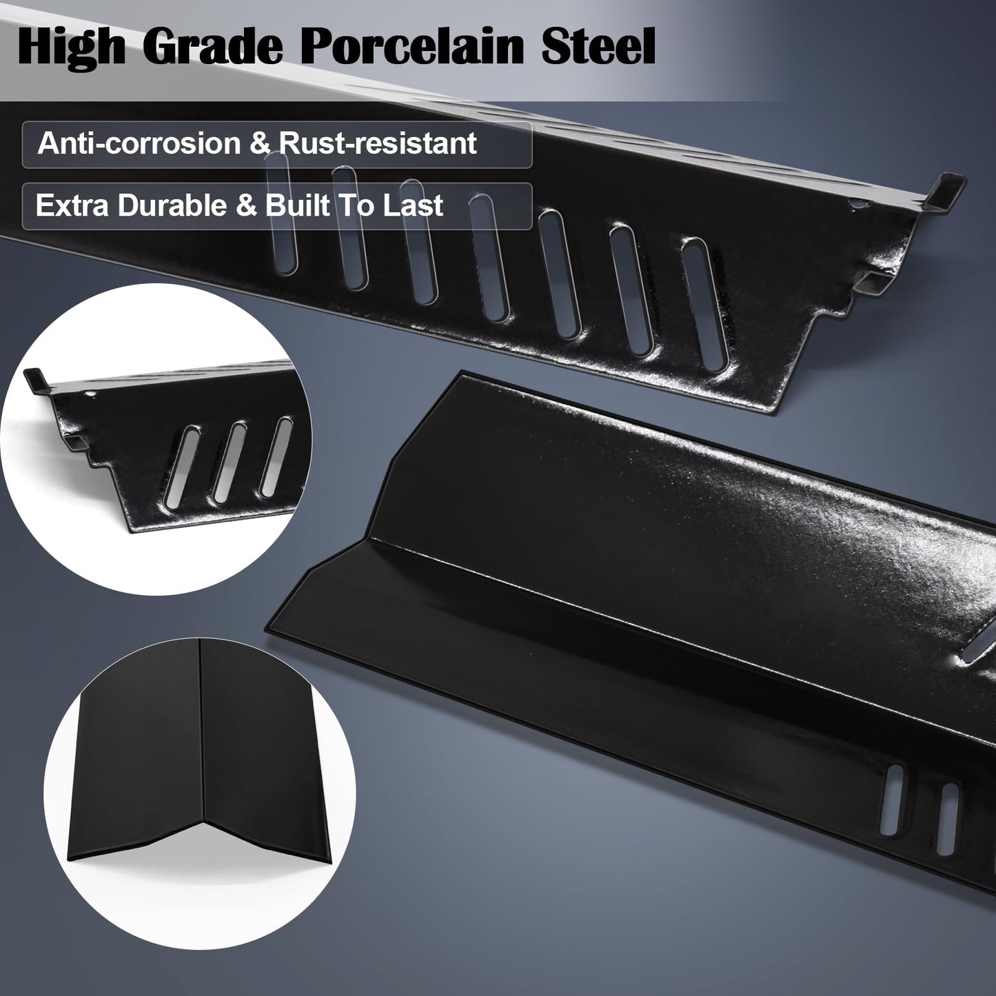Hiorucet BBQ Heat Plate Shields for Select Centro and Cuisinart Gas Grill, Cuisinart G41807, 85-3094-6, G41805, G41808, G41803, G41806, Centro 2800, 2900S, 3-Pack Porcelain Steel Heat Tent Replacement