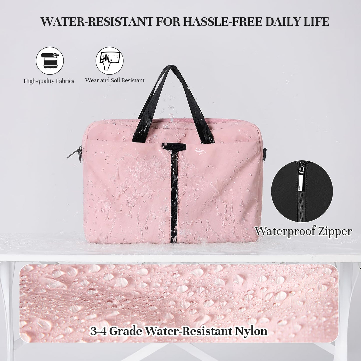 Timeet 17.3 Inch Laptop Bag for Men Women, Lightweight Computer Bag Laptop Briefcase with Shoulder Strap, Water-Resistant Laptop Shoulder Bag Work Bag Business Travel Office, Dusty Pink