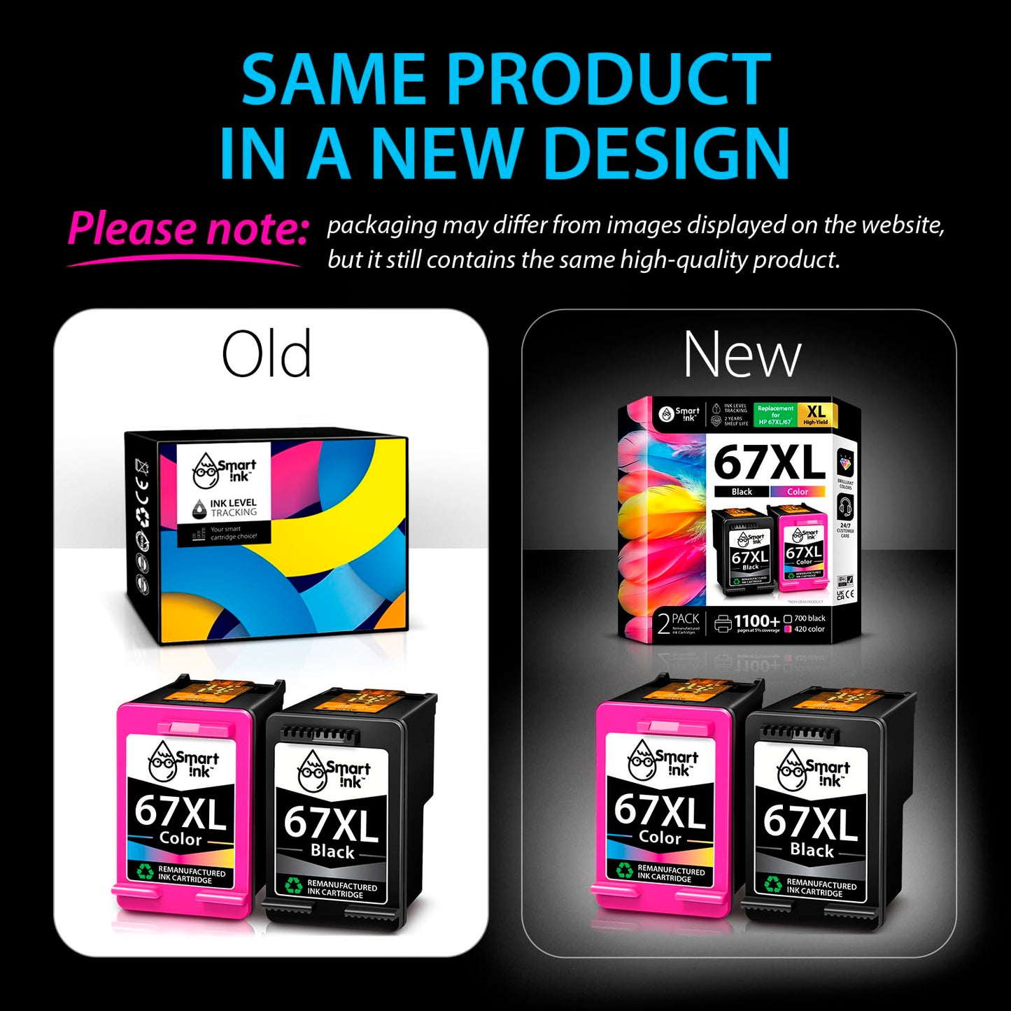 Smart Ink Remanufactured Ink Cartridges Replacement for HP 67 XL 67XL Combo Pack (Black & Tri-Color) for DeskJet 2855e 2755 2755e 2734e 2742 2742e 4155e 4255e 4155 Envy 6055 6055e 6052 6052e Printer
