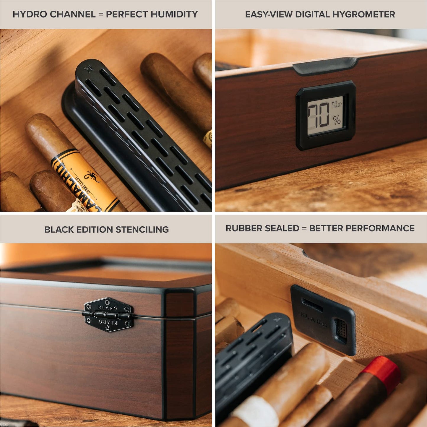 MAG Desktop Humidor, Walnut Finish, Holds 20-30 Cigars, Glass Top with Magnetic Seal, Octagon Shape, Digital Hygrometer, Spanish Cedar, New Hydro Channel, Includes Humidor Solution
