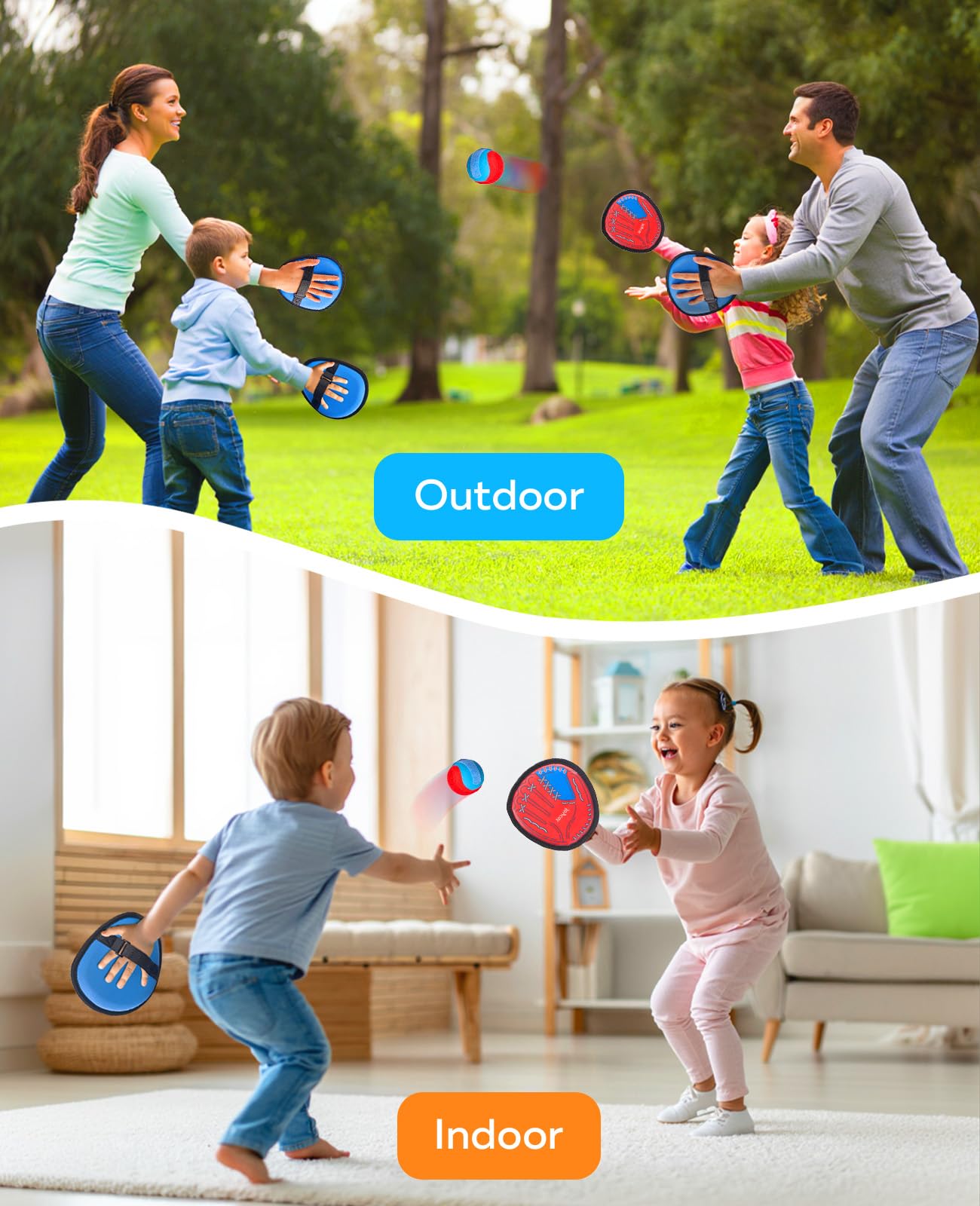 JoyCat Toss and Catch Ball Game Set,Toddler Baseball Glove,Beach Pool Yard Camping Games,Kids Sports & Outdoor Play Toys for Family,Outside Toys for 3 4 5 6 7 8 9 10+Year Old Boys Girls Birthday Gifts