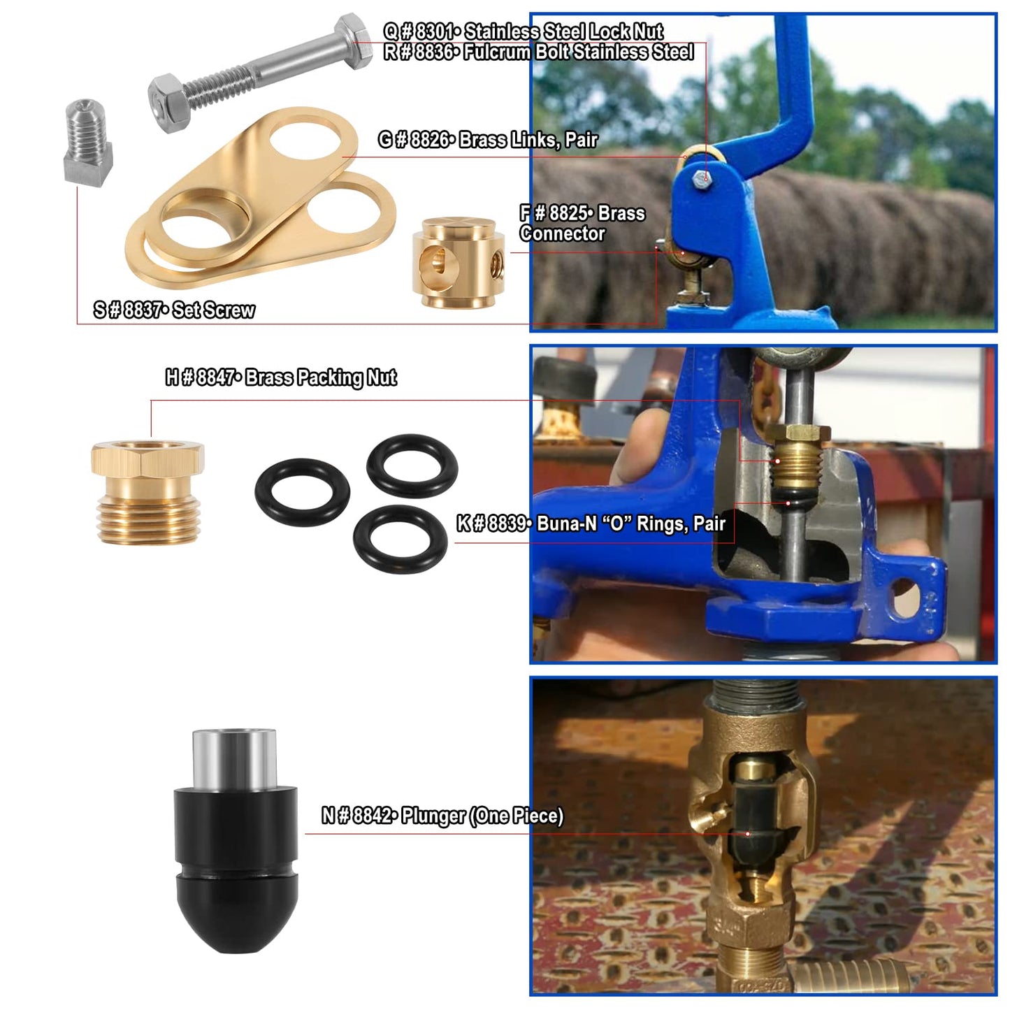 850 Sb Parts Kit Yard Water Hydrant Repair Kits & 8842 Plunger Fit for Simmons 800LF 800SB 4800LF 5800LF 6800LF Series Frost Proof Landscape Outdoor Yard Hydrant, Replace for Part No. 850SB