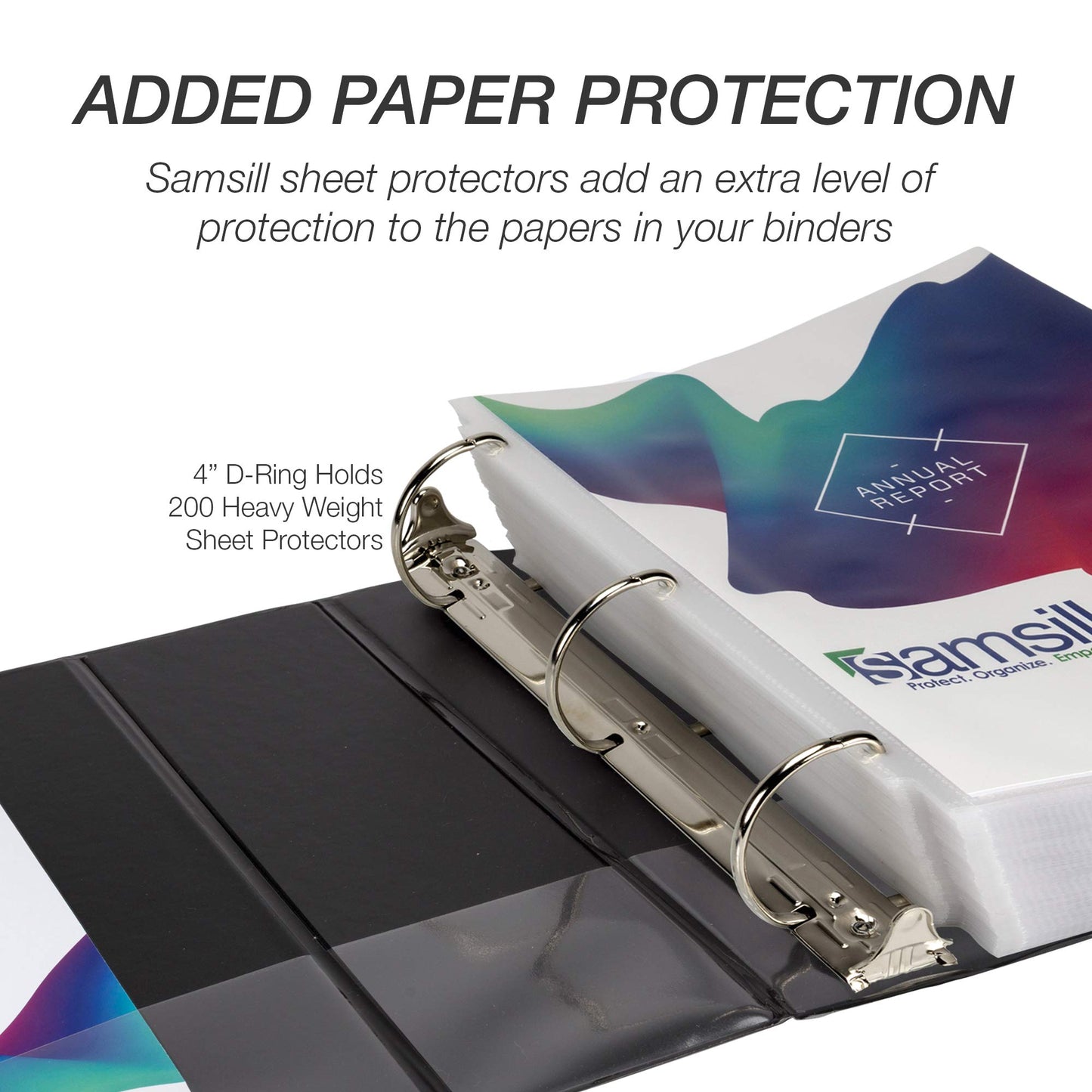 Samsill Durable 4 inch 3 Ring Binder, Made in USA, D Ring Binder, FSC 100% Recycled Chipboard, Black, 2 Pack
