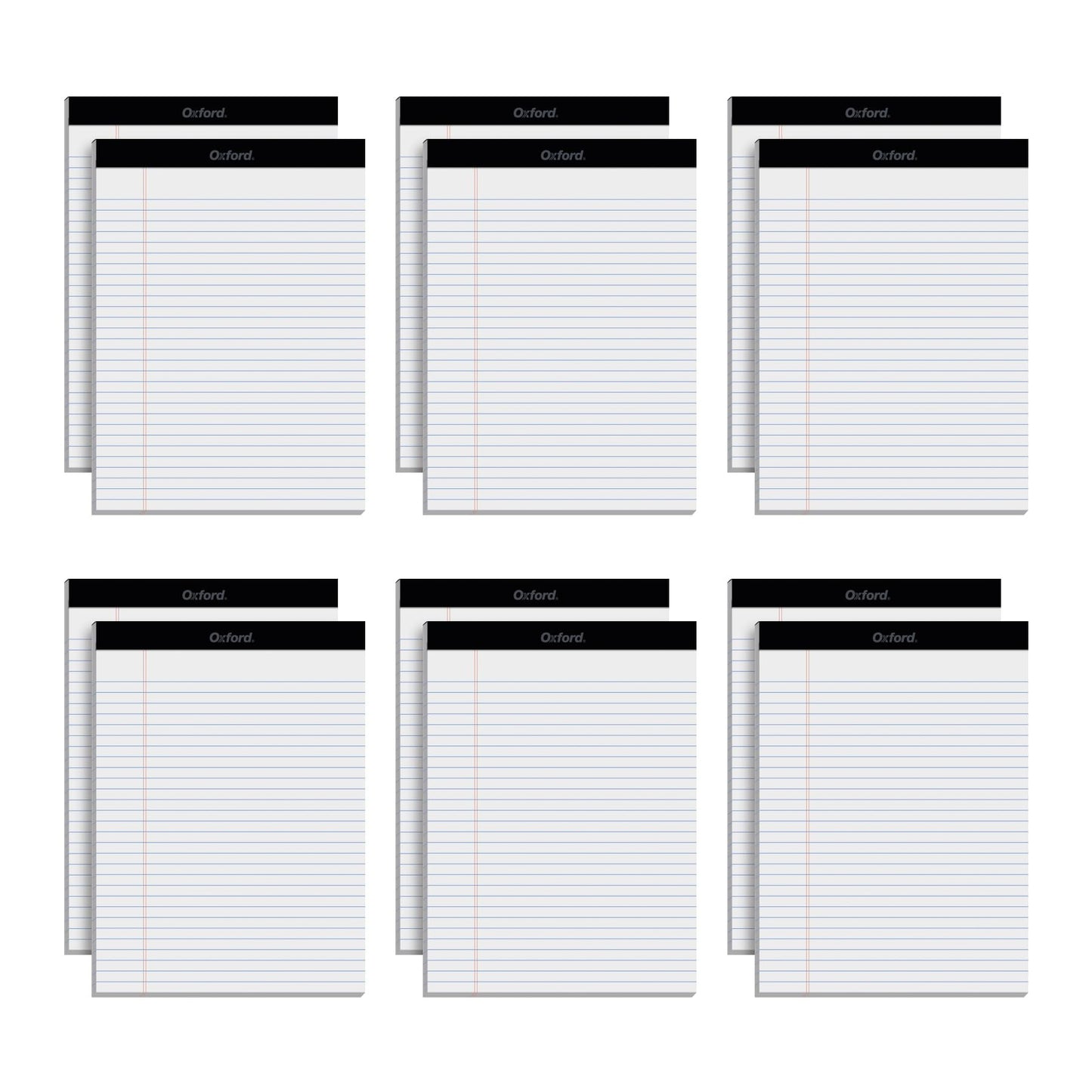 Oxford 8.5 x 11.75 Legal Pads, 12 Pack, Wide Ruled, White Paper, 50 Sheets Per Writing Pad, Made in the USA (74030)