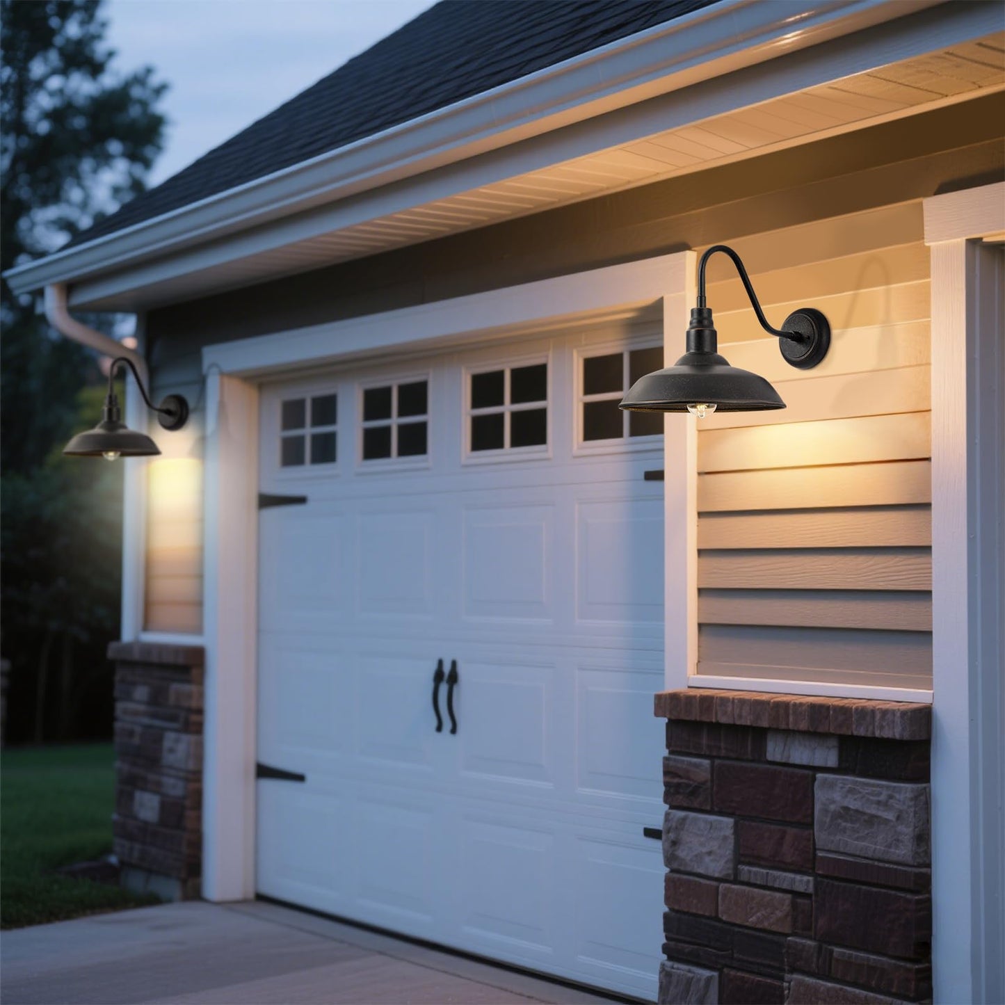 GOALPLUS Gooseneck Outdoor Light Fixture, 10" Dome Exterior Farmhouse Lights for Barn, Bronze Porch Lighting, Gooseneck Wall Sconce for Patio Garage House