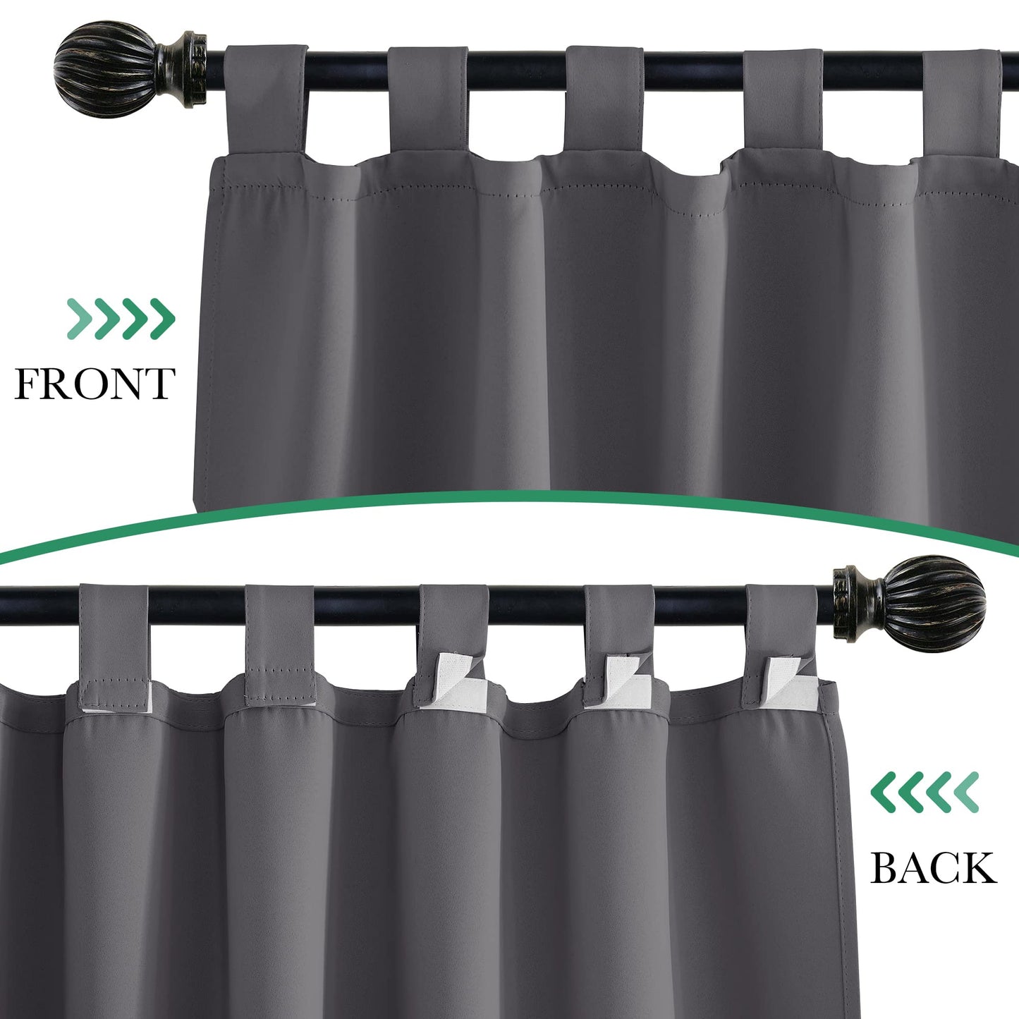 StangH 2 Panels Outdoor Windproof Curtains for Patio Waterproof Blackout Weatherproof Thermal Insulated Drapes for Pergola/Porch, Thick Privacy Room Dividers for Pool, Grey, W52 x L84