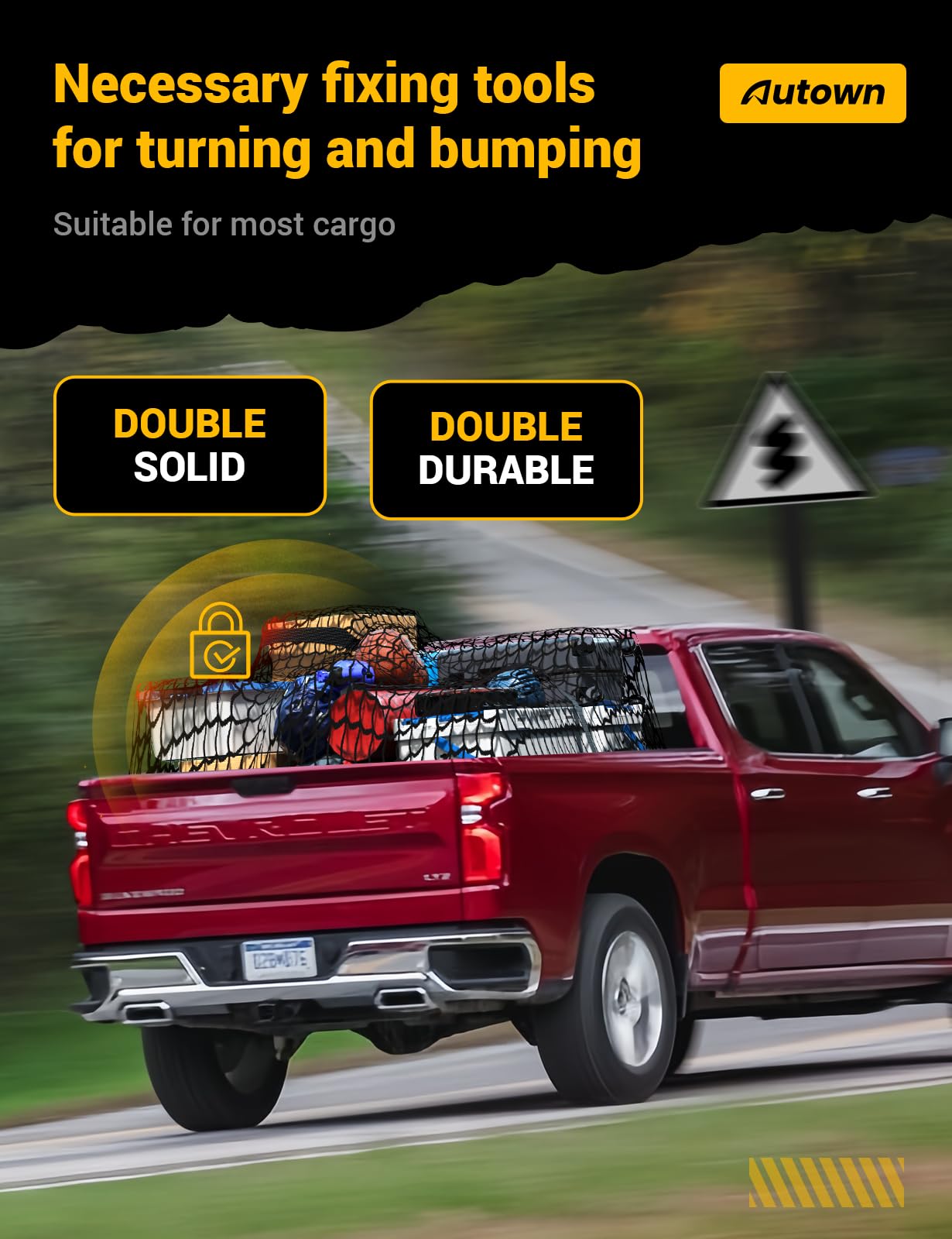 Cargo Net for Pickup Truck Bed - Stretchable 4'x4' to 7'x7', High Elastic Fine Mesh 1''x1'' with 8 Metal Carabiners - Ideal for ATV, SUV, UTV, Truck and Boat Use (Double Layer)