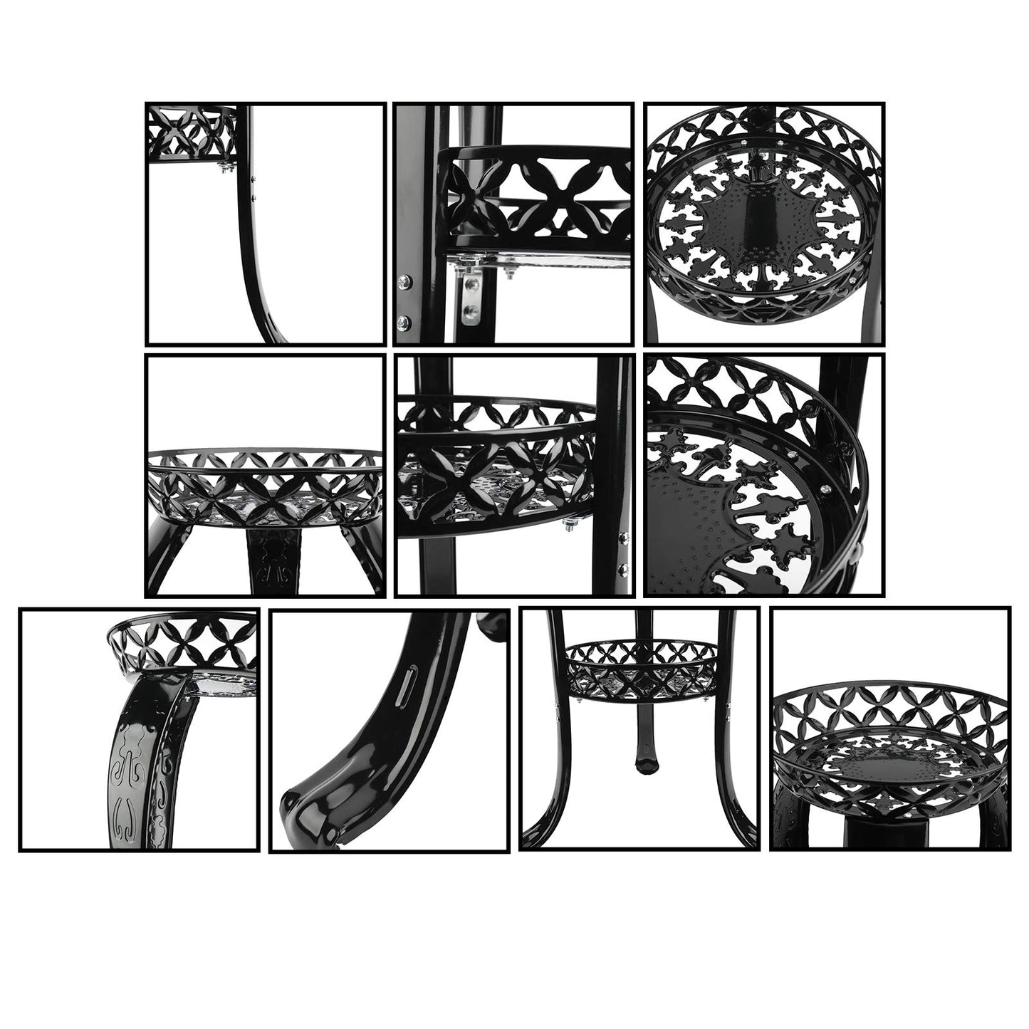 HYDDNice 2-Tier Metal Plant Stand, 32" Black, 2 Pack