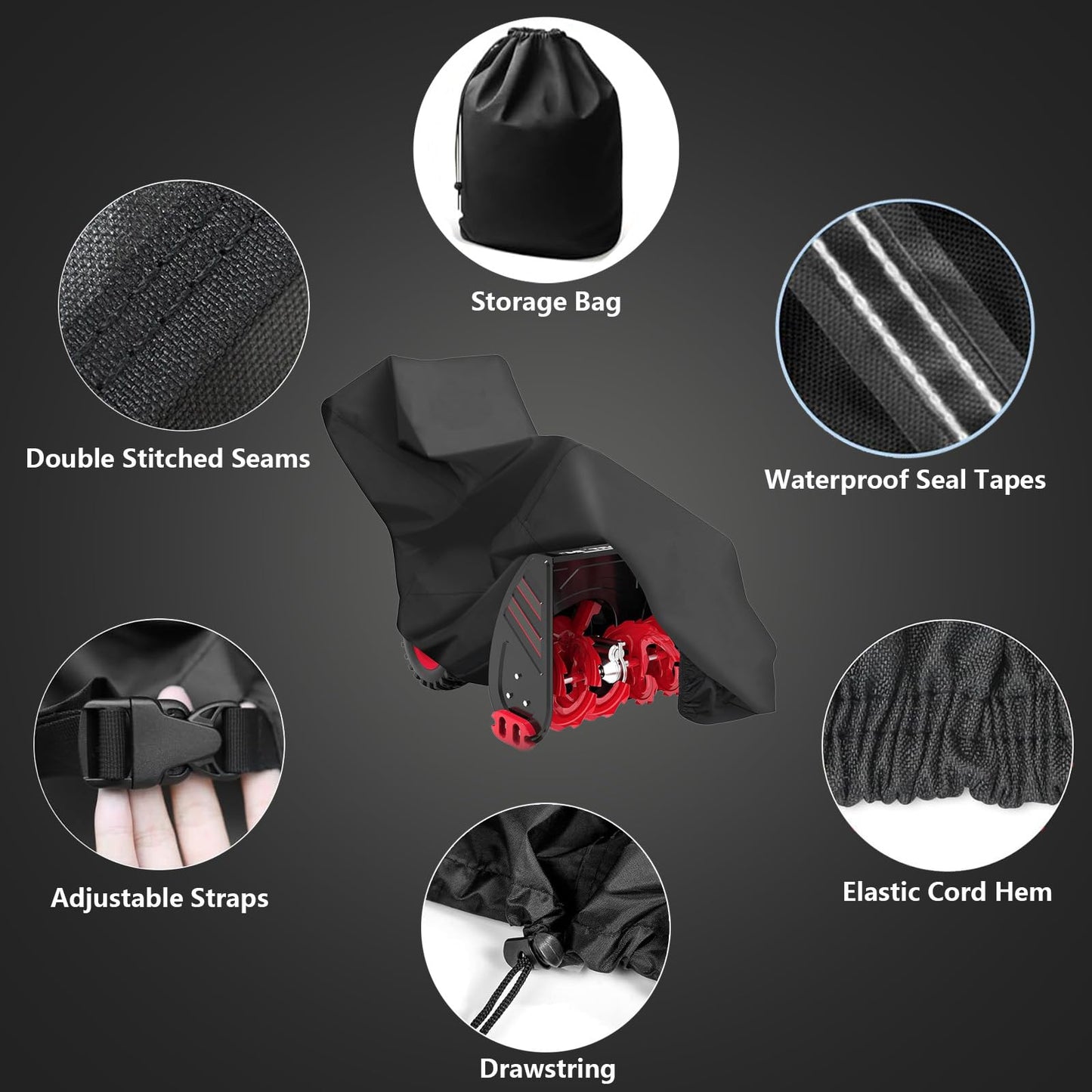 Snow Blower Cover Waterproof Windproof - Heavy Duty 420D Marine Grade Fabric, Universal Fit Snow Blower Covers UV Proof Outdoor Protection