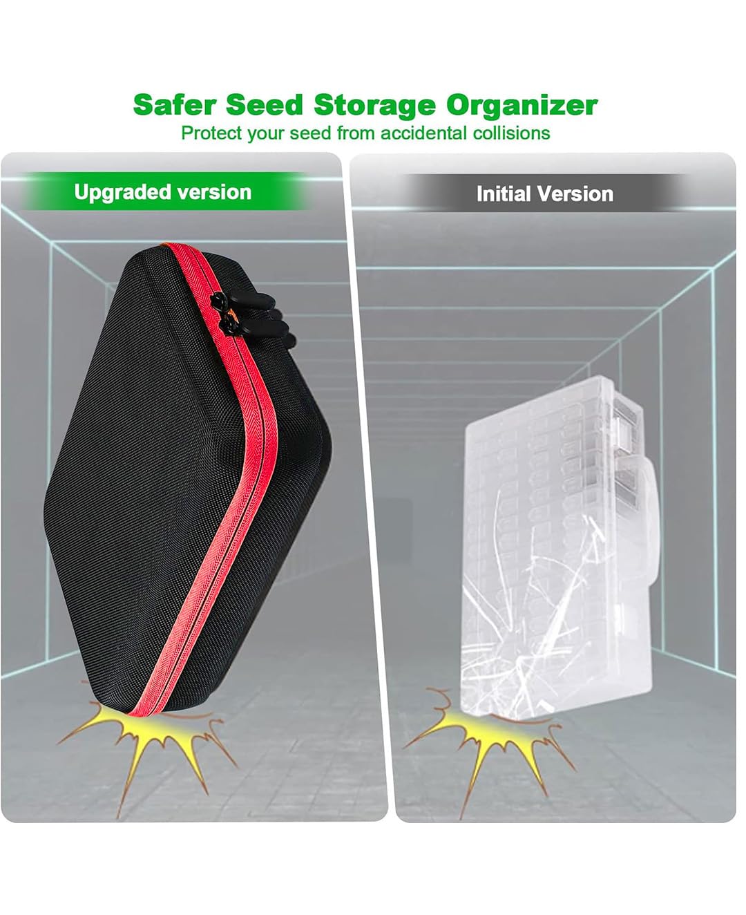 60 Slots Seed Storage Box,Garden Seed Storage Organizer Box with Plastic Storage Containers,Label Stickers,Seed Envelopes,Funnel for Various Sizes Vegetable and Flower Garden Seeds