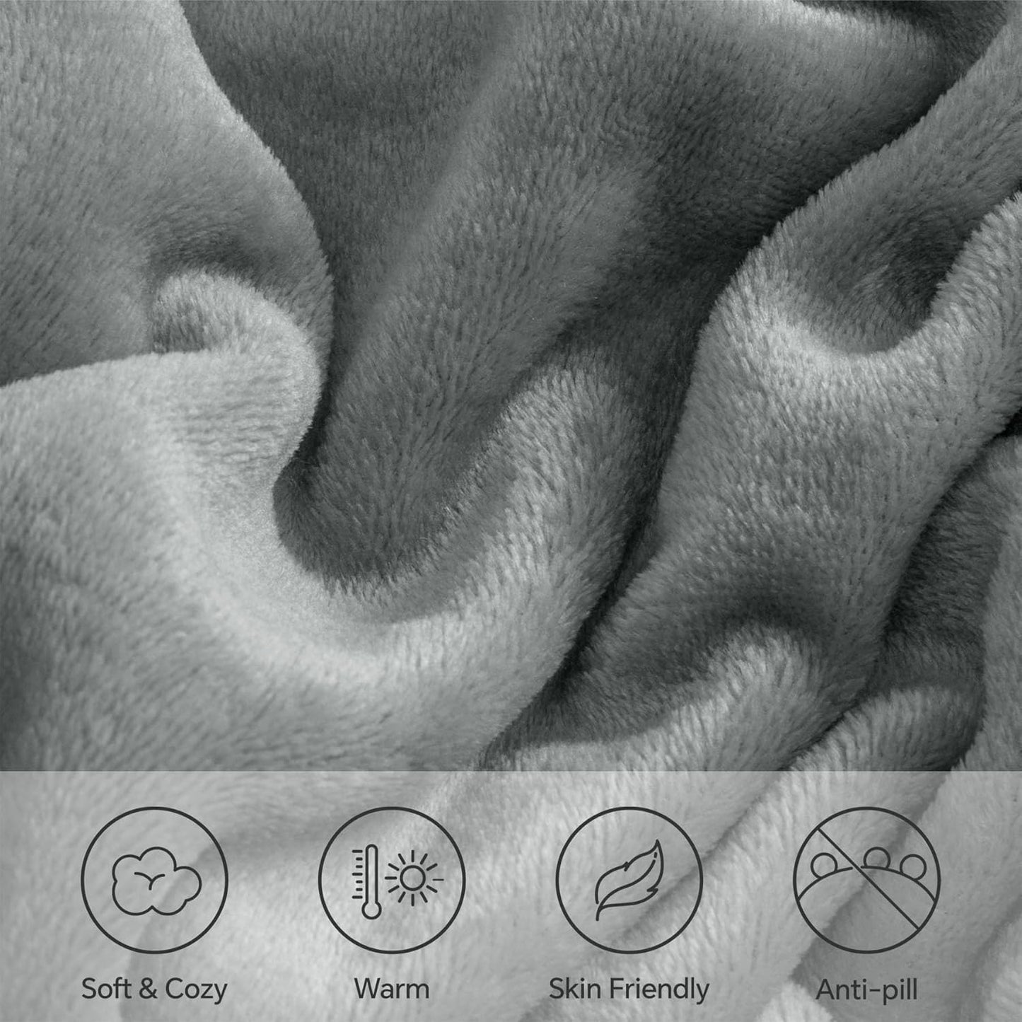 BEDELITE Fleece Sheets Bed Set, Super Soft and Warm Fuzzy Plush Set 4 Piece for Winter Gift & Decor, Includes 1 Deep Pocket Fitted Sheet, 1 Flat Sheet and 2 Pillowcases Queen Size, Grey