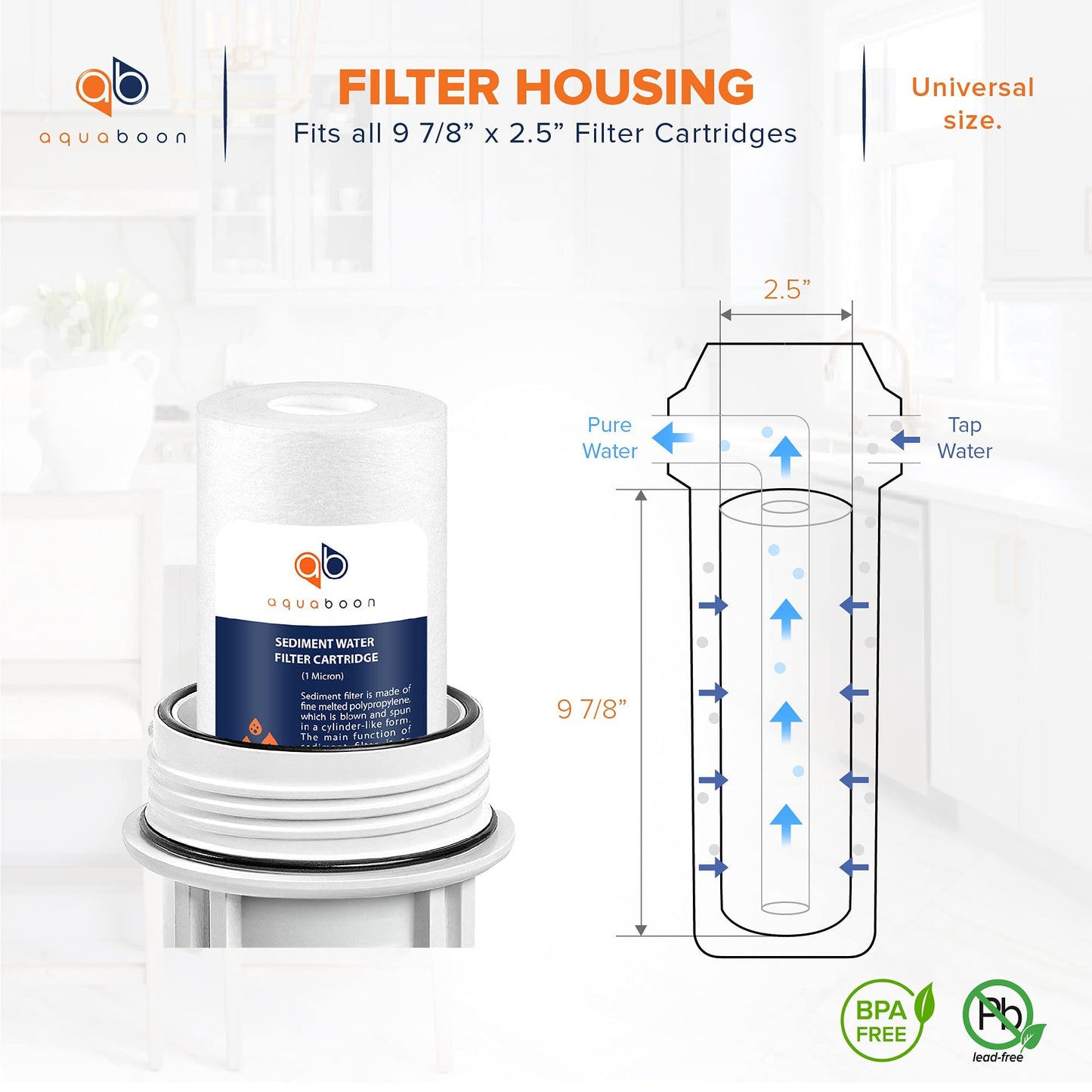 Aquaboon Whole House Sediment Filter 1 Micron 10 x 2.5 Compatible with Water Filters Replacement Cartridges AP110, Culligan P5, WHKF-GD05, 6 Pack