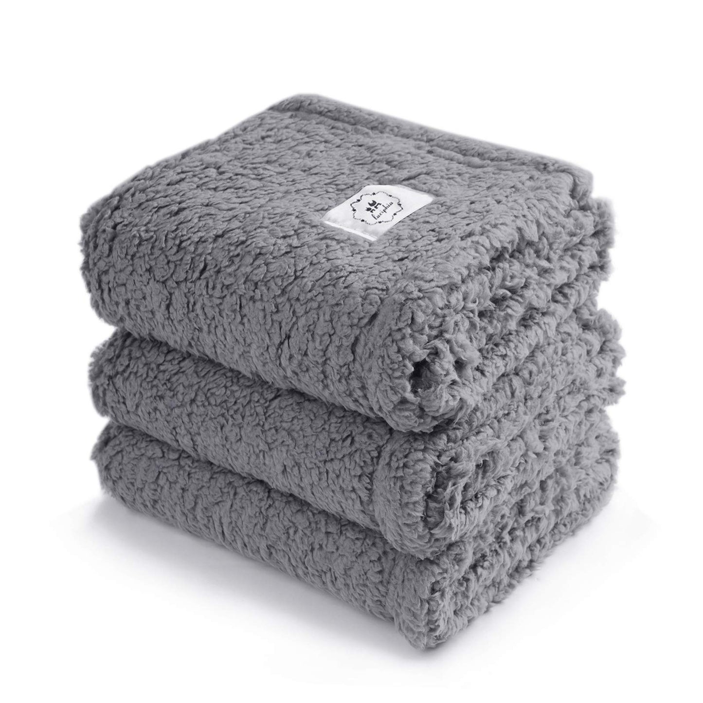 Luciphia 1 Pack 3 Blankets Fluffy Premium Fleece Pet Blanket Soft Sherpa Throw for Dog Puppy Cat Grey Large(41 * 31")
