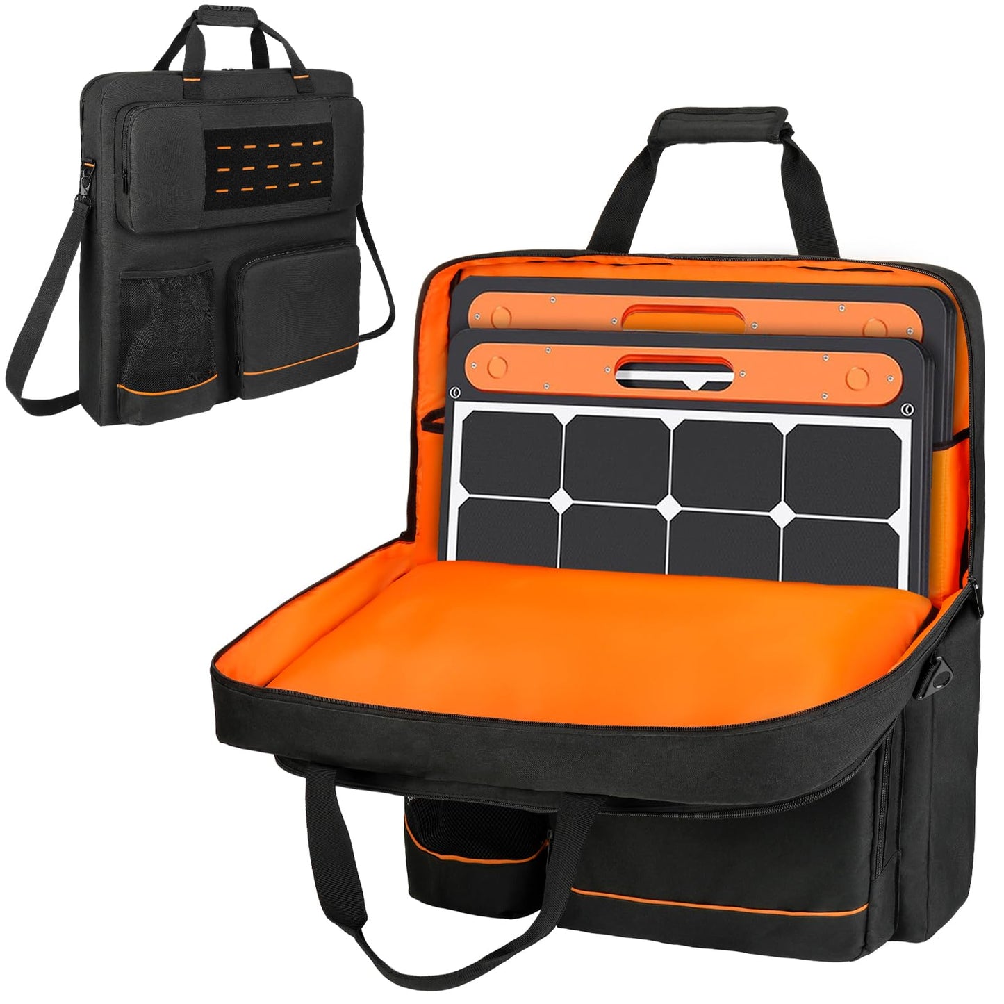 Solar Panel Carrying Case Compatible with Jackery SolarSaga 100W/200W & Anker SOLIX PS100/PS200, Water-Resistant Storage Bag with Adjustable Shoulder Strap & Pockets for Camping Travel