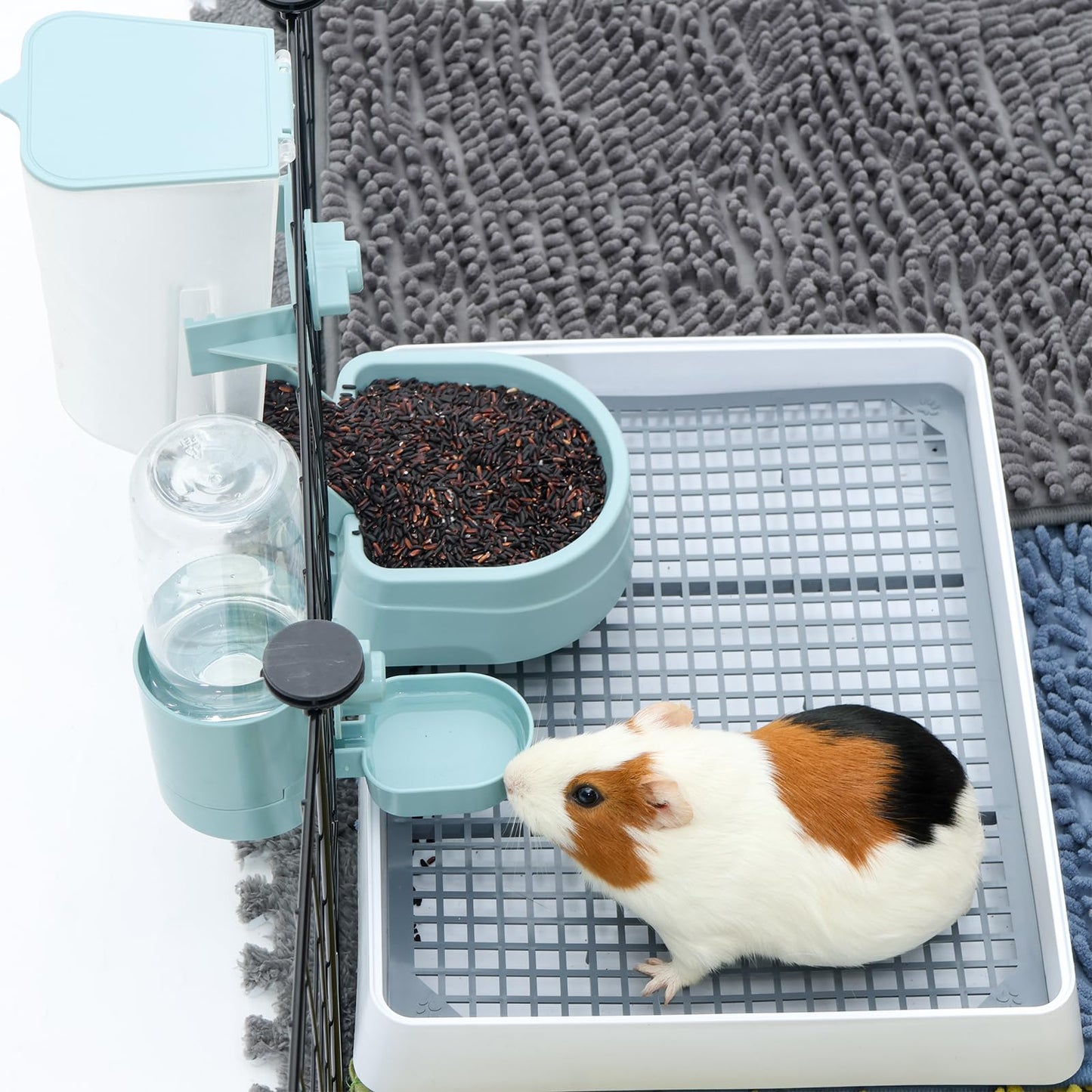 Oncpcare Rabbit Food and Water Bowl Set for Cage - Small Animal Food Dish for Rabbits, Ferrets, Cats, Birds