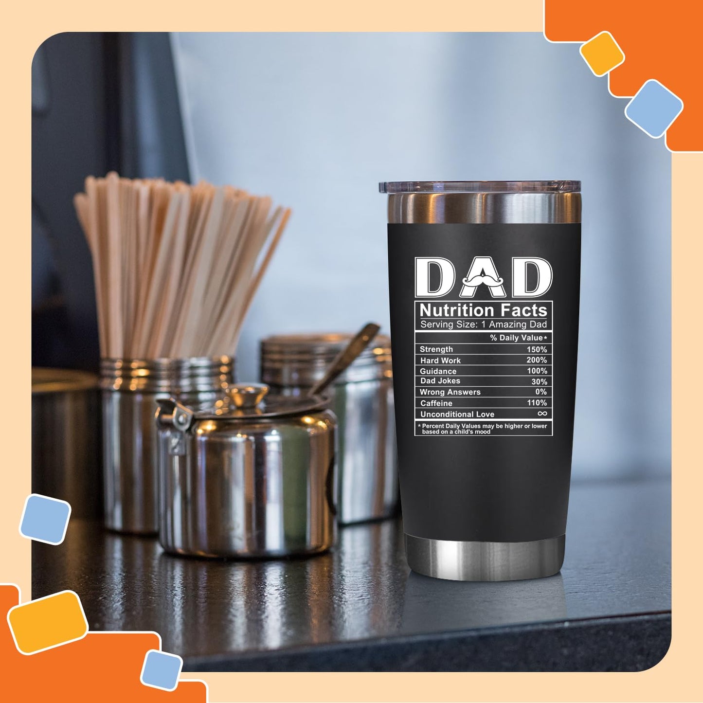 NewEleven Fathers Day Gift for Dad - Birthday Gift for Dad from Kids - Gifts for Husband - Birthday Present Ideas for Father from Daughter, Son - 20 Oz Tumbler