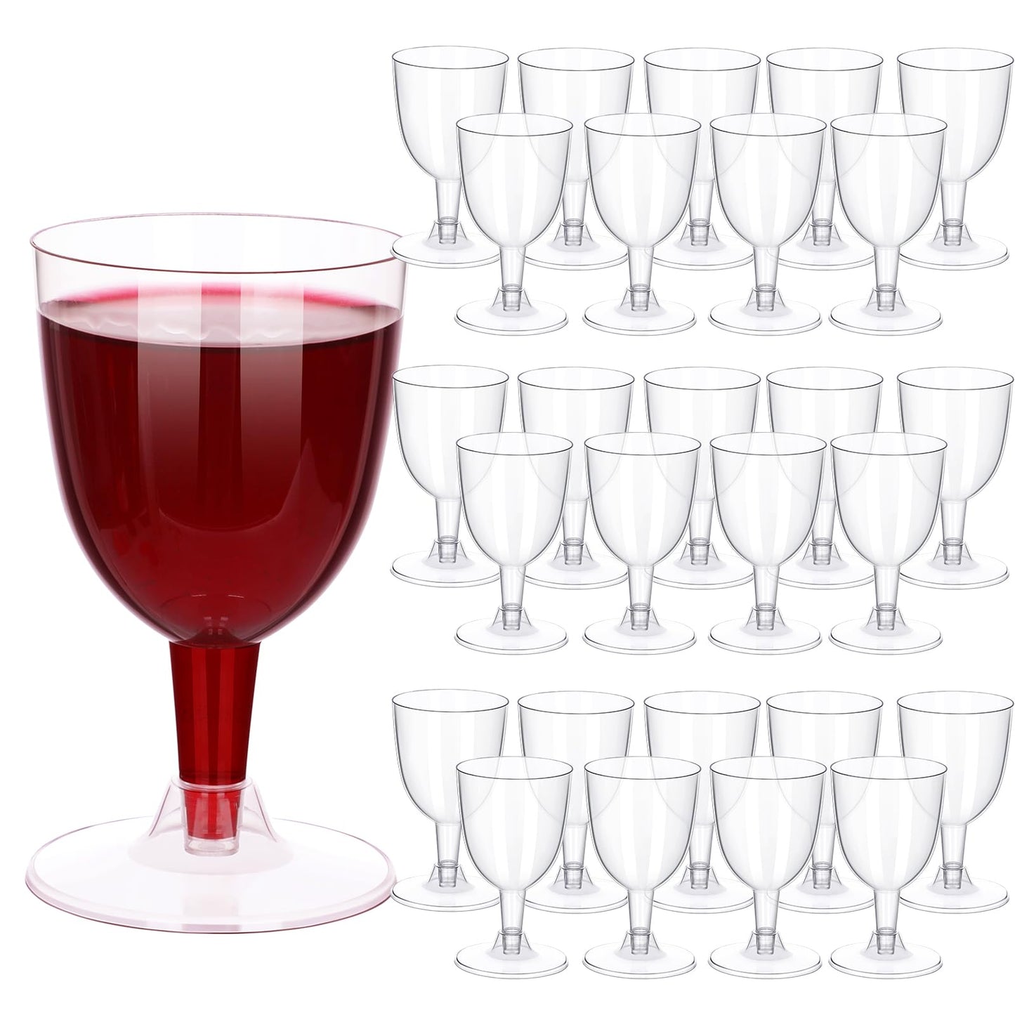 KesaPlan 75 Pcs Plastic Wine Glasses, 6oz Disposable With Stem, Stackable Goblets, Clear Reusable for Outdoor Parties, Weddings, Birthdays, Picnics