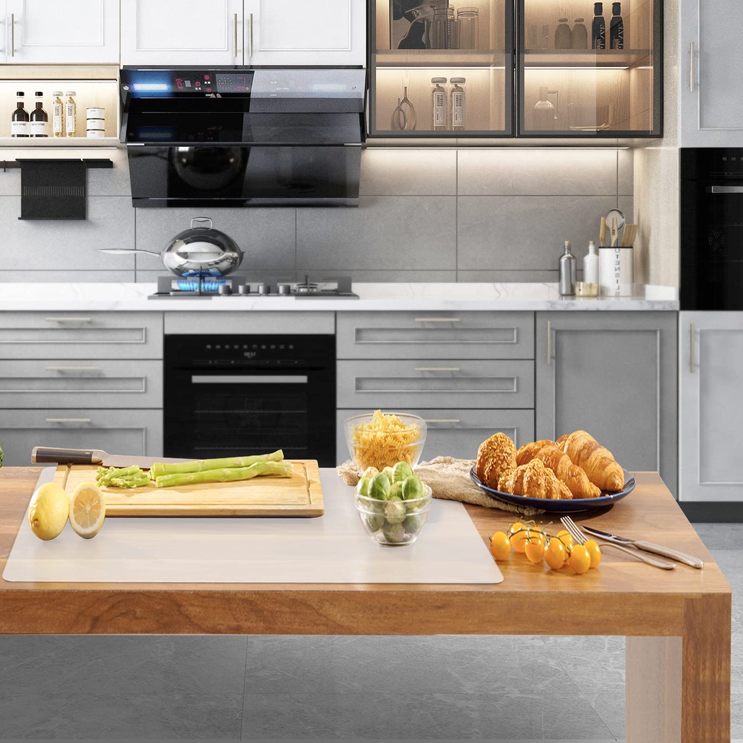 Ewen Extra Large Silicone Mat - 39.4X23.5 Inches 2MM Thick Heat Resistant Placemats, Silicone Mats for Kitchen Counter, Protector Mat for Air Fryer, Coffee Maker, Glass Top Stove, Translucent