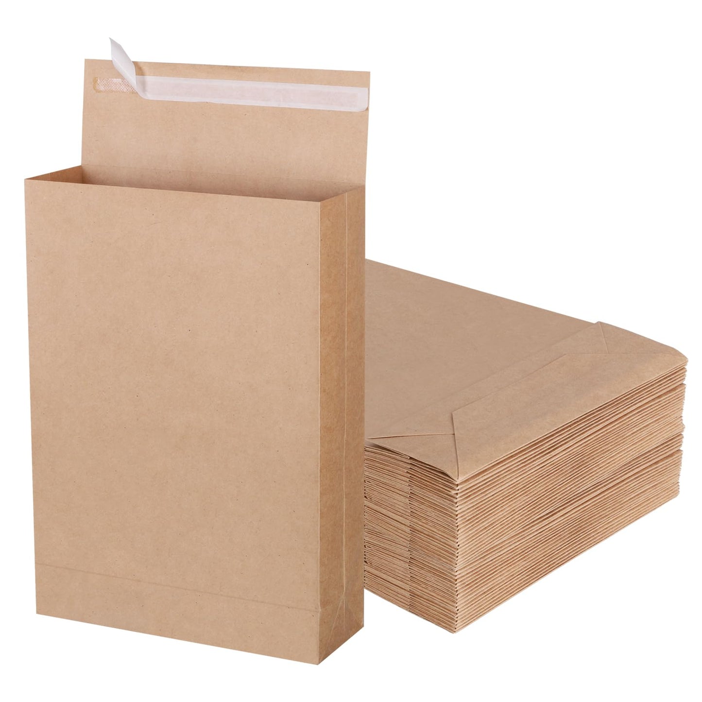 zmybcpack 50 Pack 9.4" x 13.2" Expandable Catalog Envelopes, Large Kraft Document Envelopes Self Seal Envelope Mailing for Documents, Magazines, Photos