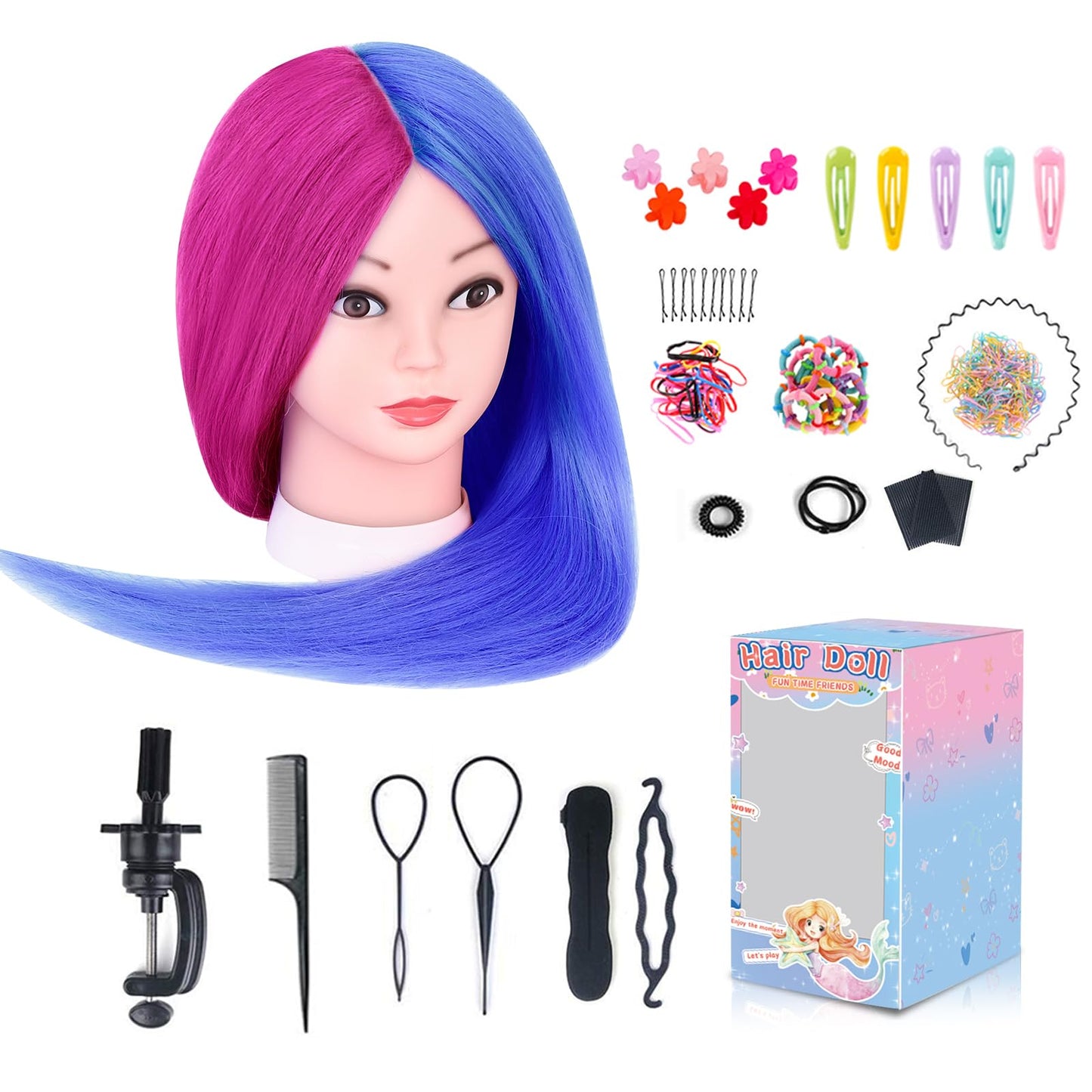 Mannequin Head with 60% Real Human Hair, Beauty star 26" Cosmetology Manikin Head, Doll Head for Hair Styling to Practice Styles, Hairdressing Training Braiding Maniquine Heads with Table Stand