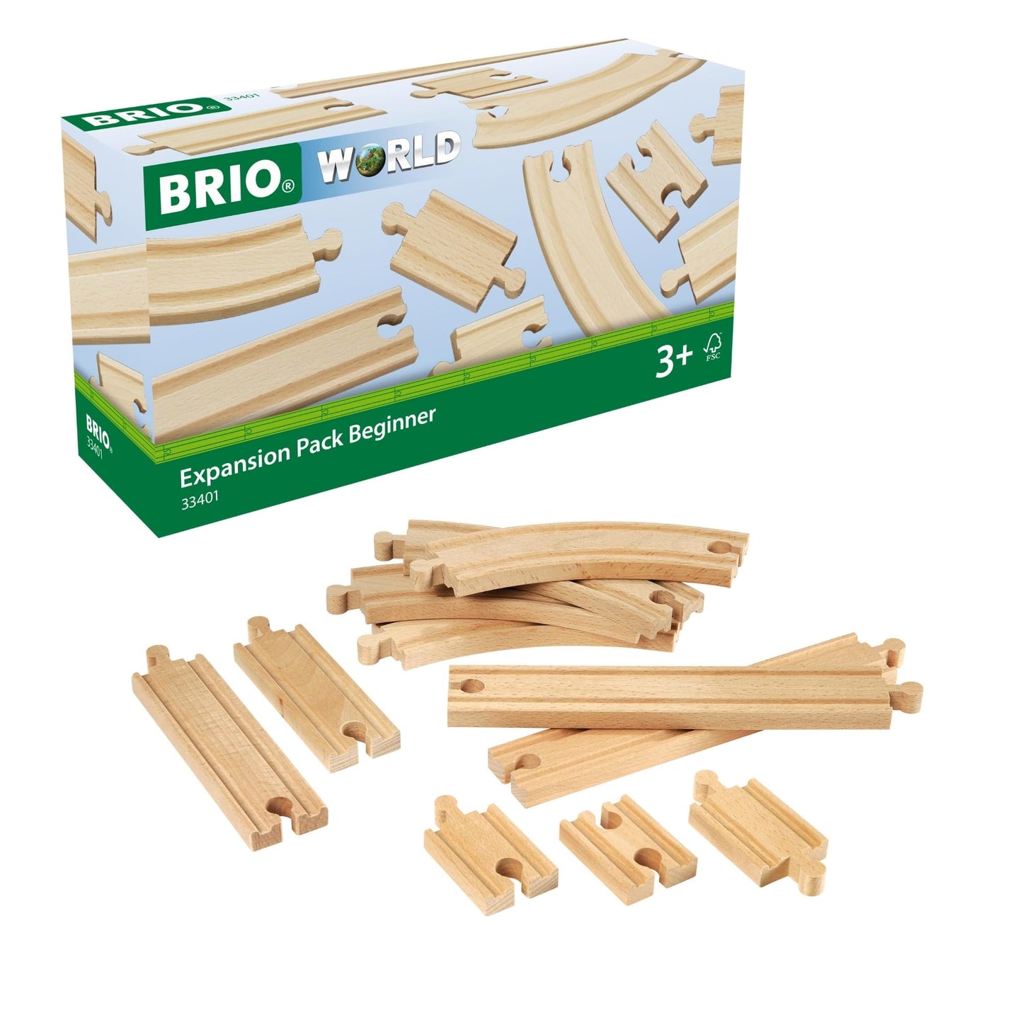 BRIO World Expansion Pack Beginner - 11-Piece Wooden Train Track Set - Compatible with All Railway Sets - FSC-Certified Wooden Tracks - Enhances Cognitive Skills - Durable & Safe - Ages 3 & Up