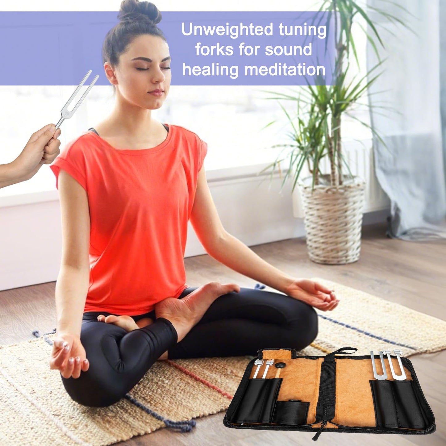 Tuning Fork (128Hz, 256Hz, 512Hz), Premium 6 Piece Kit with Leather Pouch for Yoga, Musical Instruments, Ideal Spiritual Gift for Women