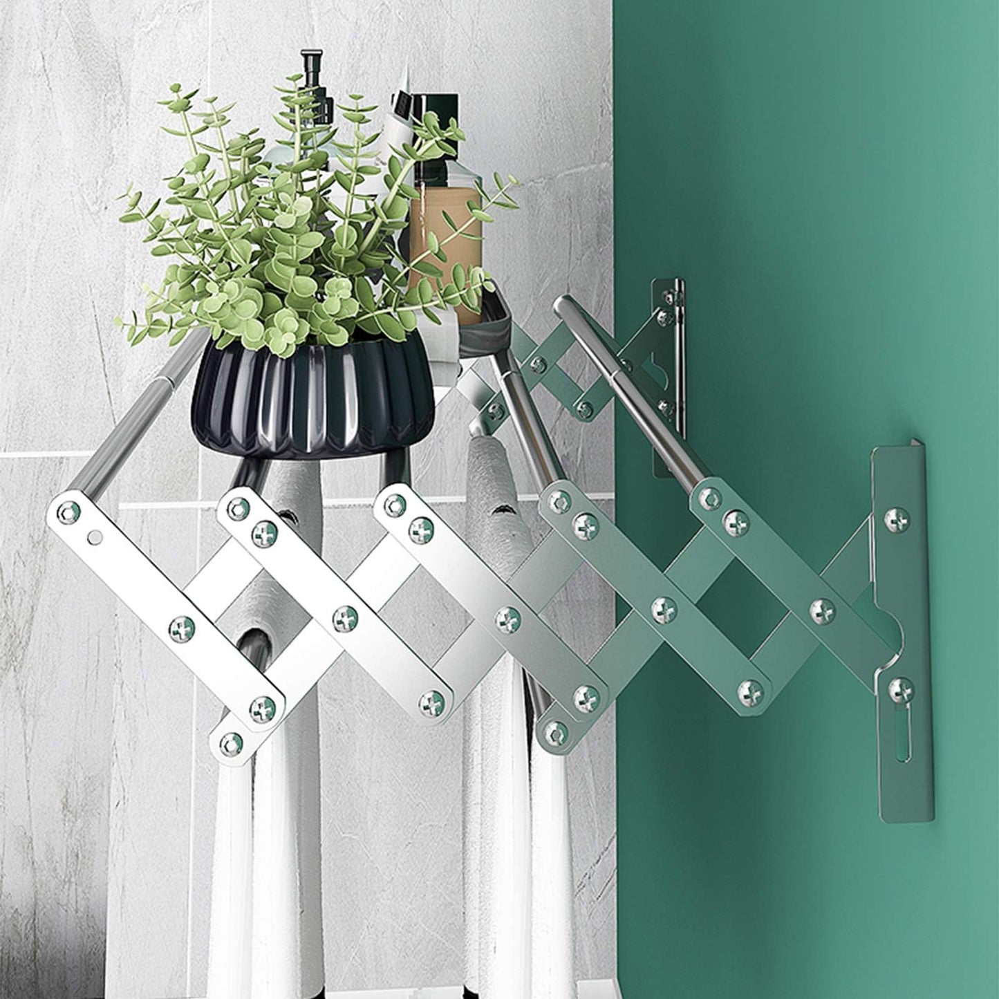 Guvarog 80cm Clothes Drying Rack Wall Mounted Clothes Drying Racks for Laundry Stainless Steel Retractable Clothing Drying Rack Foldable Seche Etendoir Linge Rustproof Accordion Cloth Drying Rack