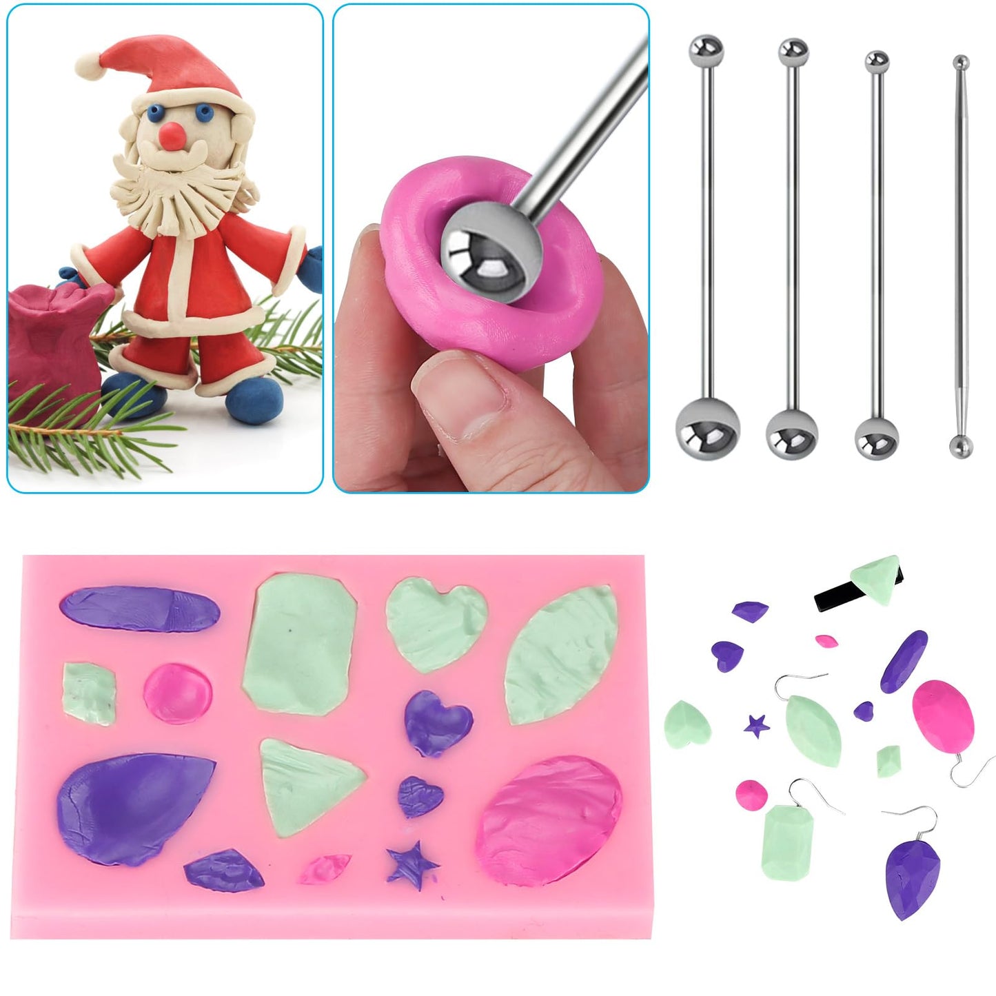 CiaraQ Polymer Clay 60 Colors Starter Kit - Oven Bake Modeling Clay for Kids & Artists, Non-Sticky DIY Clay with Sculpting Tools, Fun Gift for Children Ages 4+, 4.7 lb