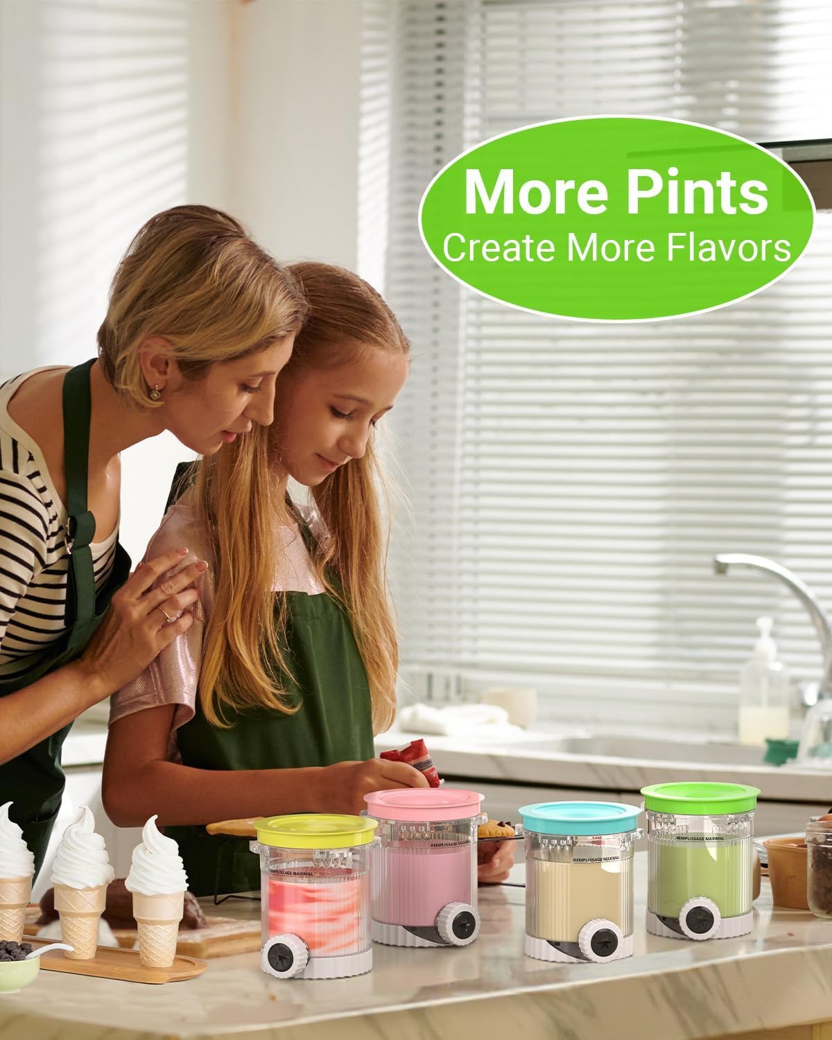 4 Pack for Ninja Creami Swirl Pints and Lids Compatible with Ninja NC700 Series, NC701, NC701C, Creami Containers for Swirl Ice Cream & Soft Serve Makers, BPA-Free, Dishwasher Safe