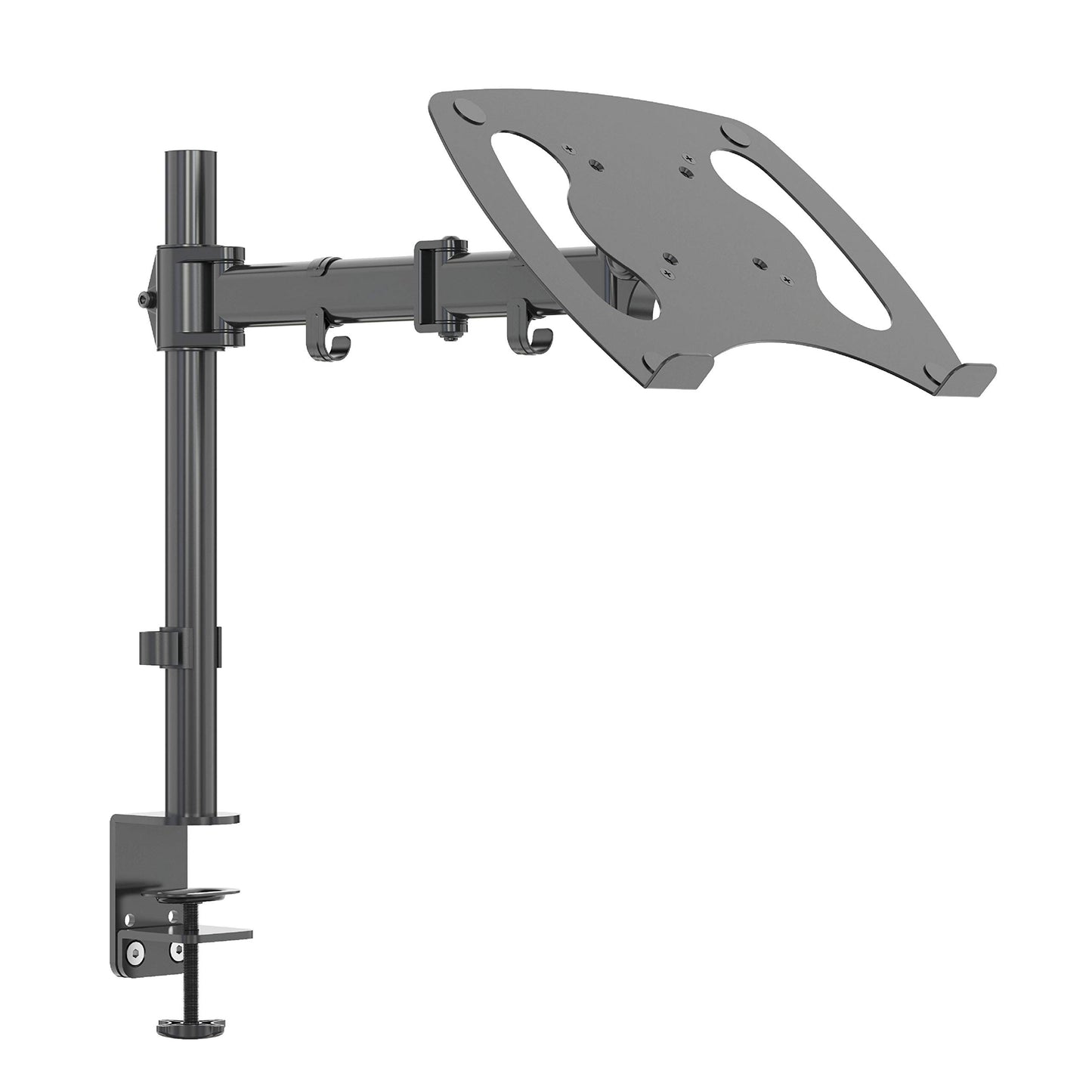 SHOPPINGALL Fully Adjustable Laptop Mount Stand for Laptops Up to 17", Both Desk clamp and Grommet mounting - SA-D28+D15-Black