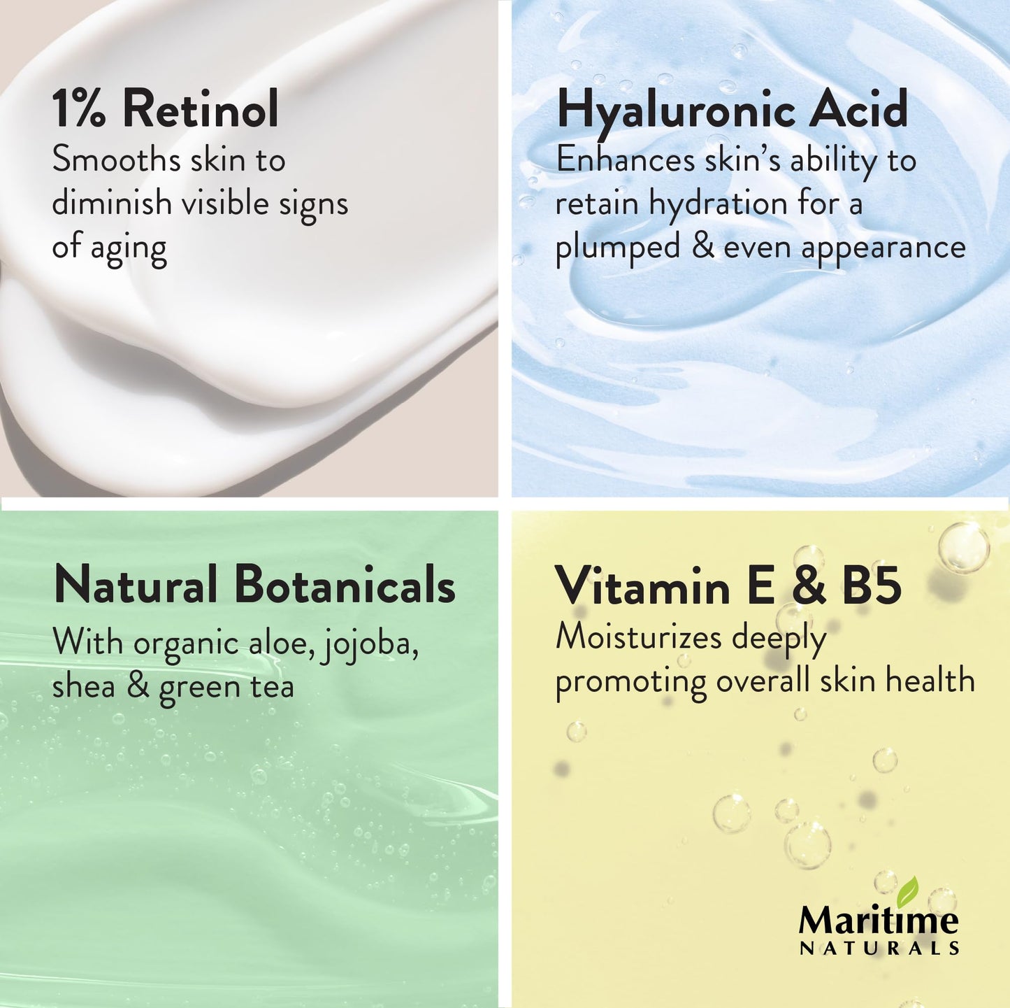 Maritime Naturals Retinol Moisturizer with Hyaluronic Acid & Vitamin E, Face Cream for Women and Men, Organic Ingredients (2 x 120ml) Born in Nova Scotia, Canada