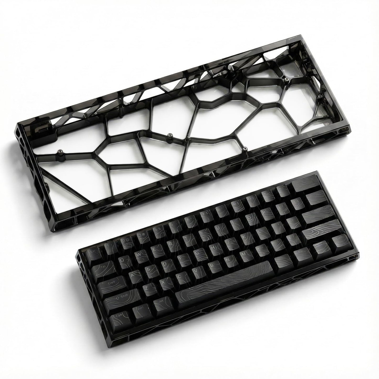 Hyekit 60% Transparent Polycarbonate Keyboard Case for Wooting60 Mad60 Win60 GH60 HM66 M6lite Rakka - Easy Installation