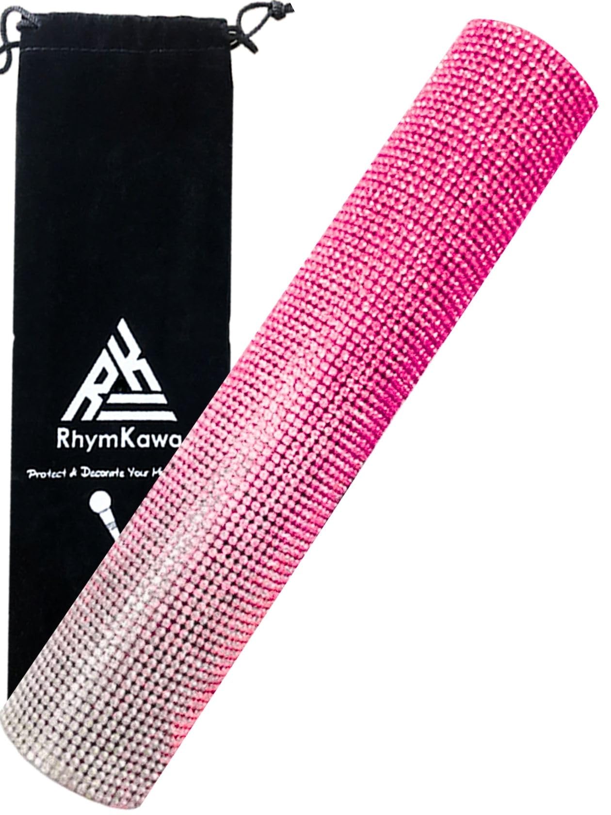 RhymKawa Wireless Microphone Sleeve for Shuer SM58, Beta 58A Gradient Rhinestones Mic Covers Replacement (Pinkly)
