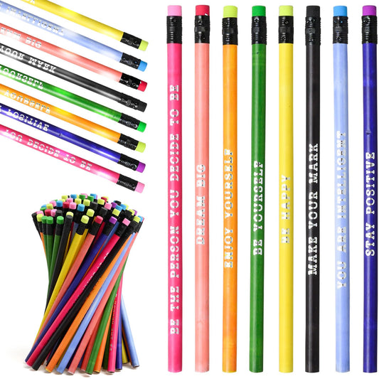 100 Pcs Inspirational Pencils Color Changing Mood Pencil Motivational Pencils with Motivational Sayings for Classroom, Colorful Pencils Mood Pencil HB Changing Pencil for Kids Classroom Student Reward