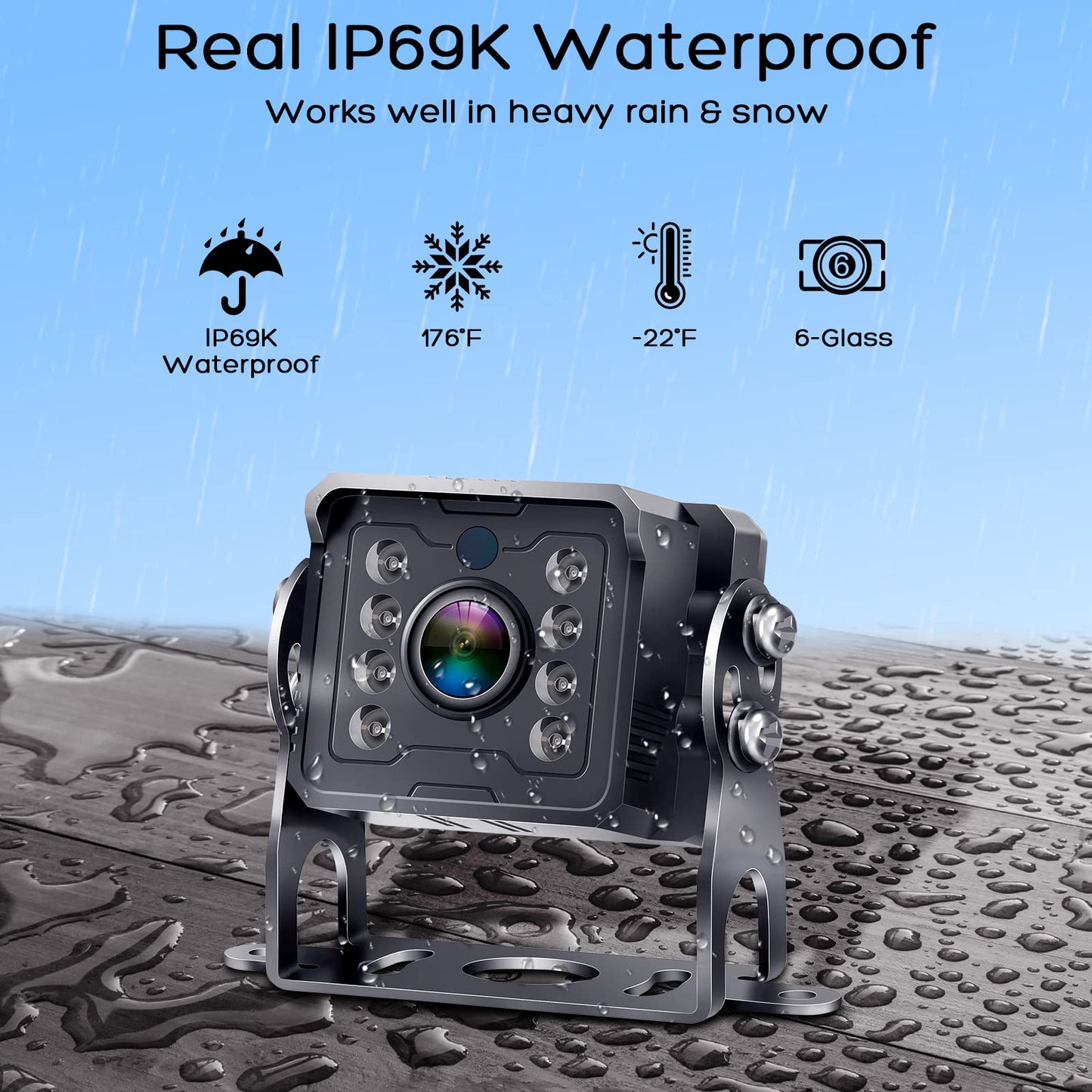 Backup Camera for Truck HD with 7 Inch Monitor 30 Mins DIY Installation Kit for RVs,Trailers,5th Wheels,Campers High-Speed Rear View Observation System Second License Plate Camera Available Yakry Y14