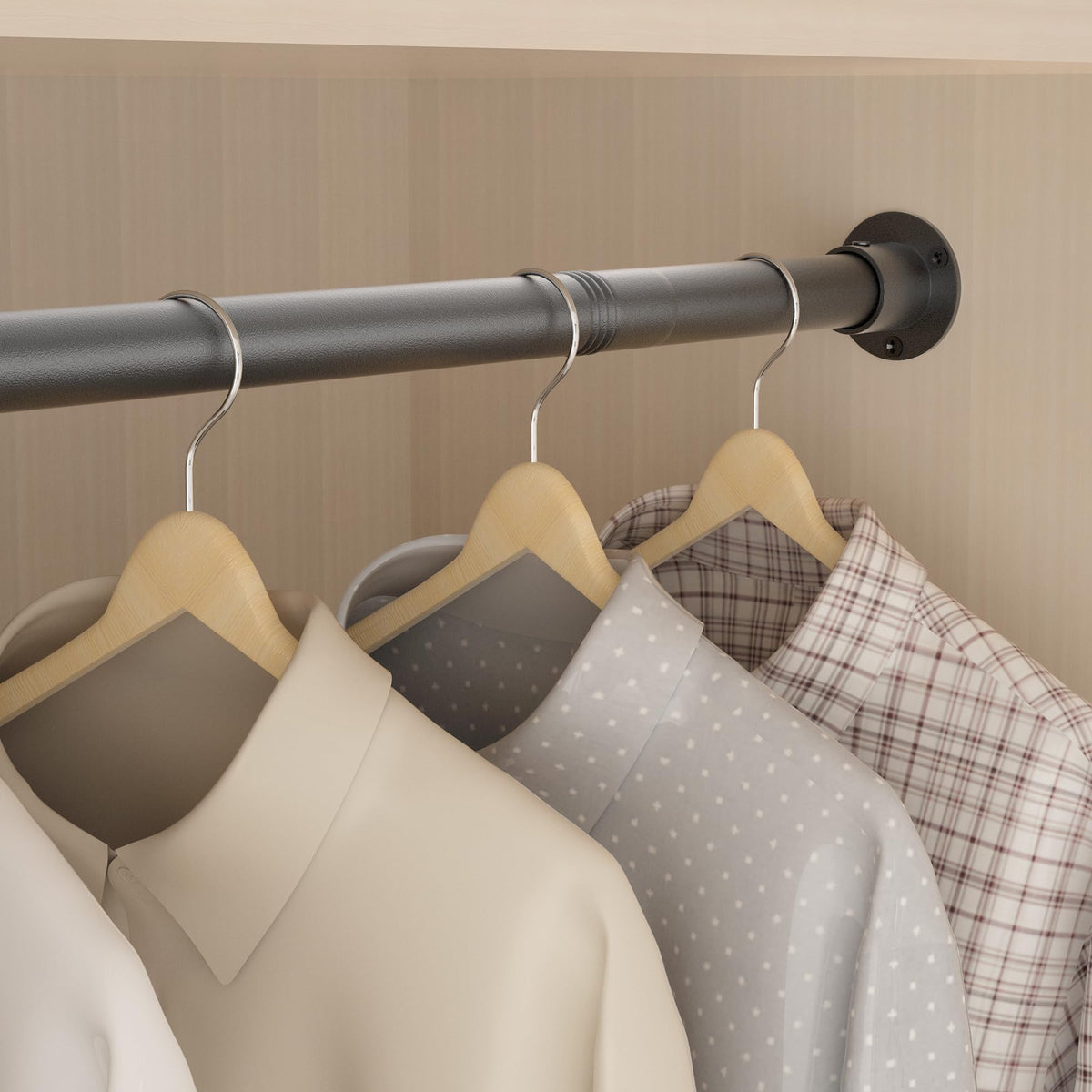 Adjustable Closet Rod 35-98 Inch - 1.3”Diameter Heavy Duty Closet Rods for Hanging Clothes - Simple Clothes Rod for Closet - Versatile Closet Poles for Hanging Clothes - Closet Bar