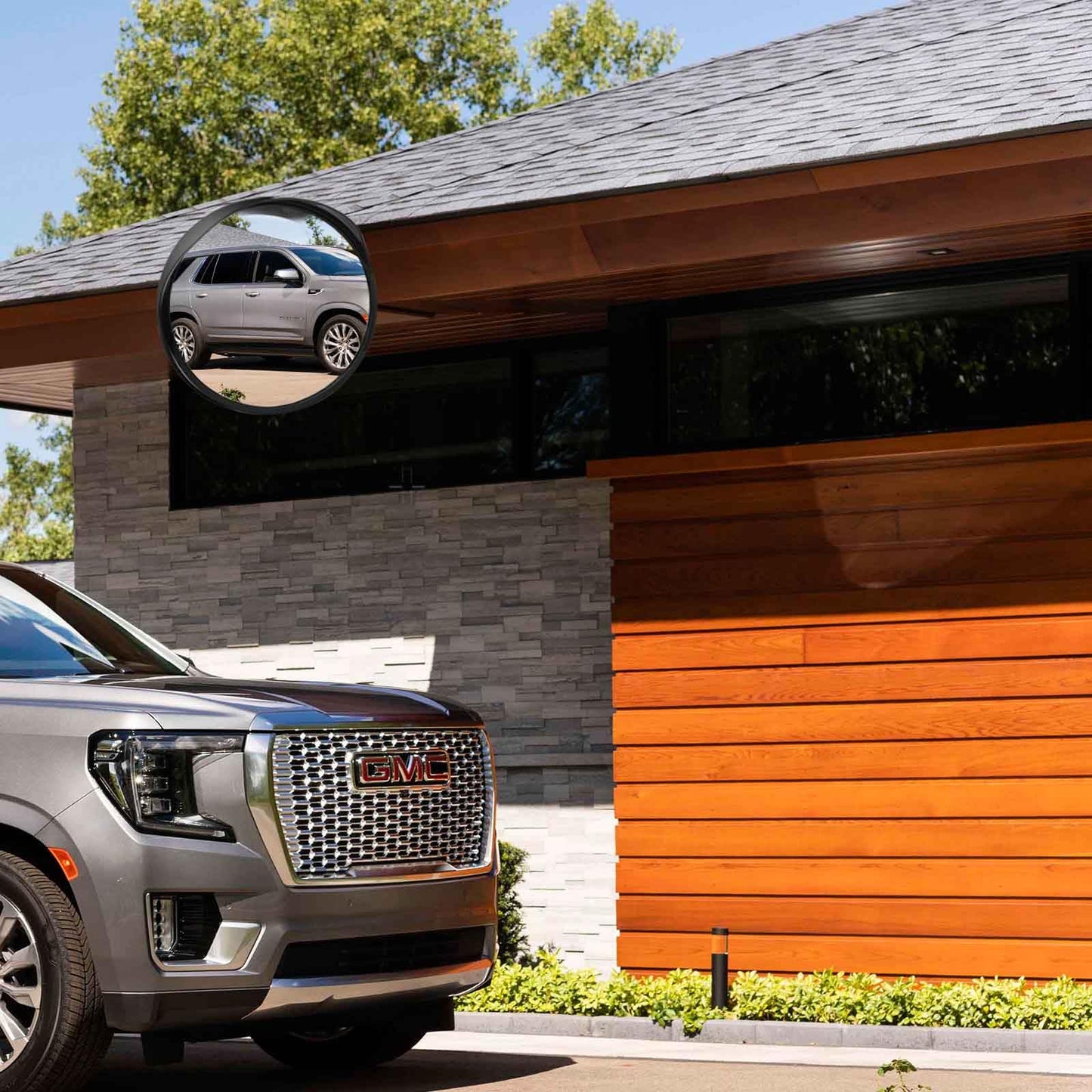 24" Convex Security Mirror, Adjustable Angle and Wide View for Garage and Traffic Driveway Park Assistant, Curved Security Mirror with Adjustable Fixing Bracket Indoor and Outdoor