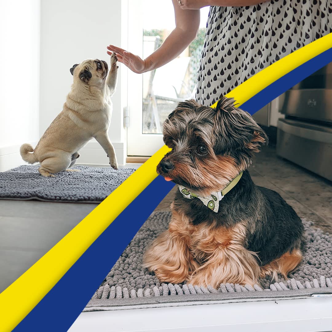 Muddy Mat® AS-SEEN-ON-TV Highly Absorbent Microfiber Door Mat and Pet Rug, Non Slip Thick Washable Area and Bath Mat Soft Chenille for Kitchen Bathroom Bedroom Indoor and Outdoor - Grey Large 35"X24"