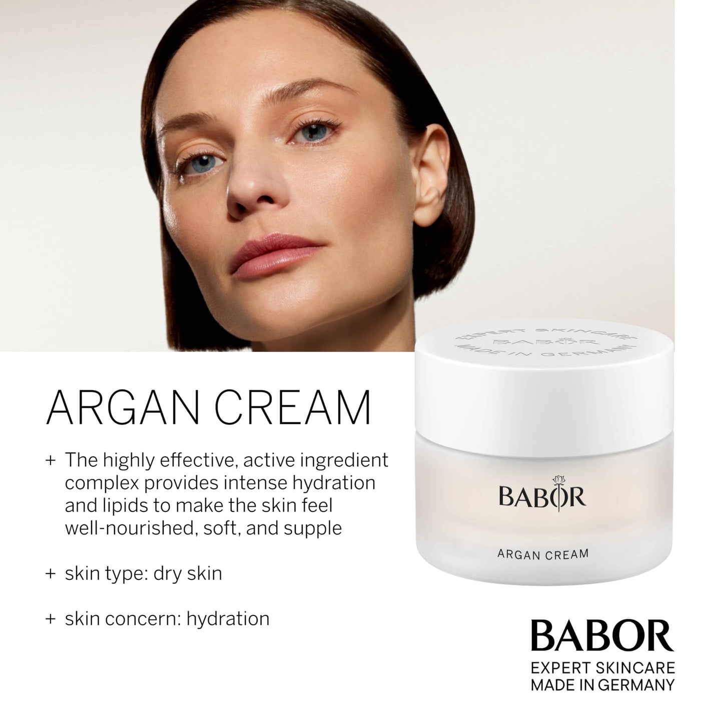 BABOR Argan Cream, Rich Moisturizer for Dry Skin, With Lipids and Cocoa Butter to Deeply Nourish and Provide Hydration for Soft & Supple Skin, 1.7 oz
