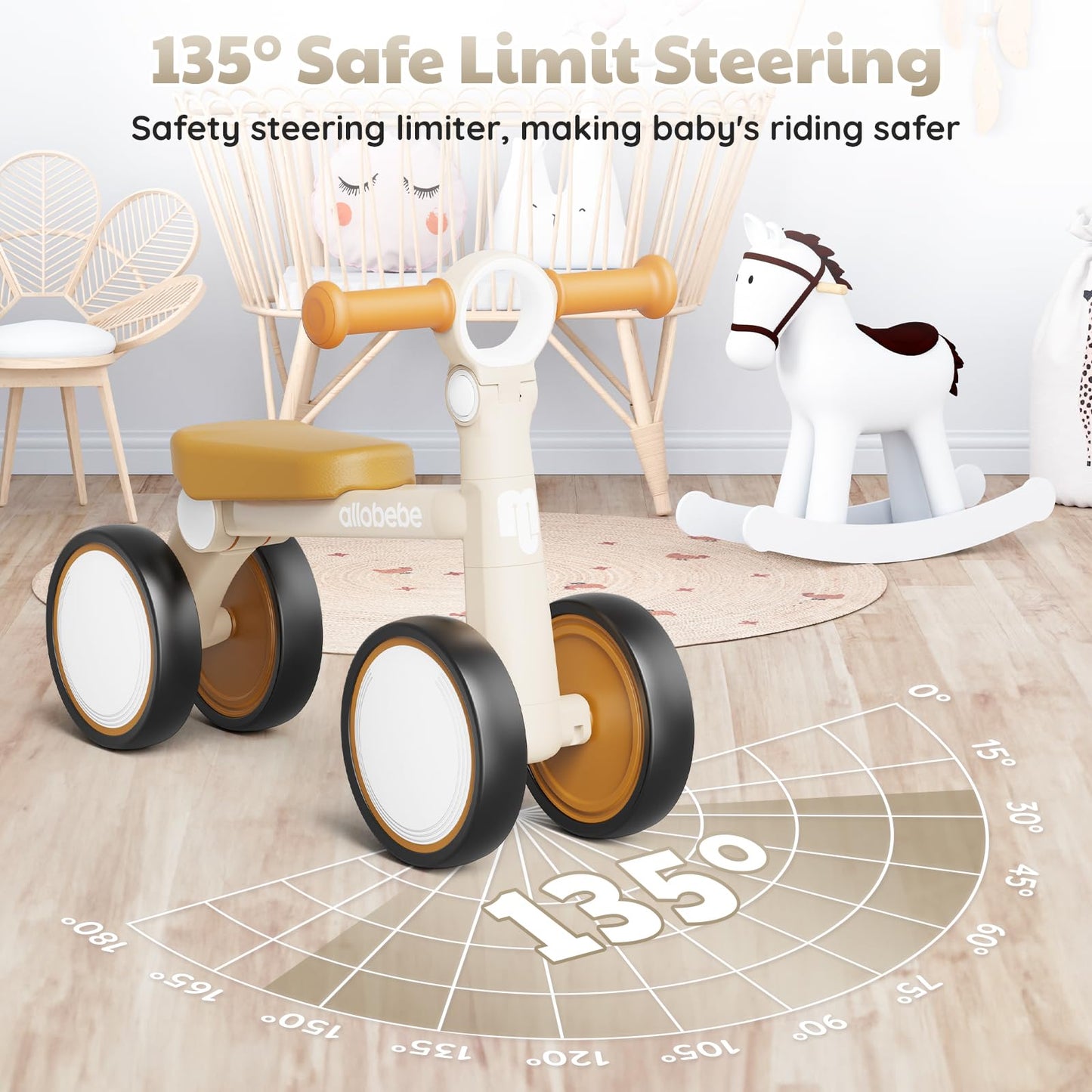 allobebe Upgraded Baby Balance Bike, 12-36 Months Boys Girls Toddler Bike with 3 Levels Adjustable Seat and Handlebar, Toddler Balance Bike First Birthday Gift