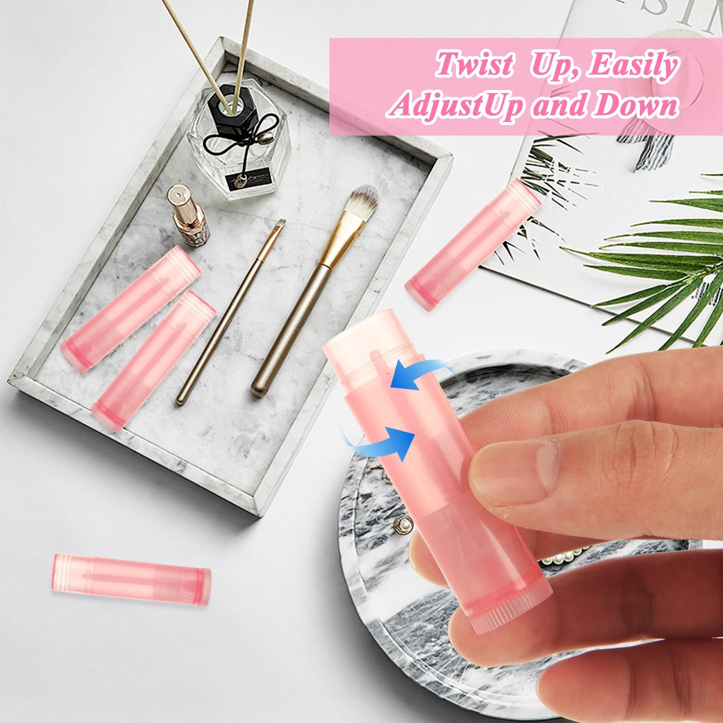 ACXFOND 200Pcs 5.5ml Empty Lip Balm Tubes Bulk, Lip Gloss Making Kit with Filling Tray and Spatula, Empty Plastic Lip Gloss Balm Containers for DIY Homemade Lipsticks, Chapsticks, Pink