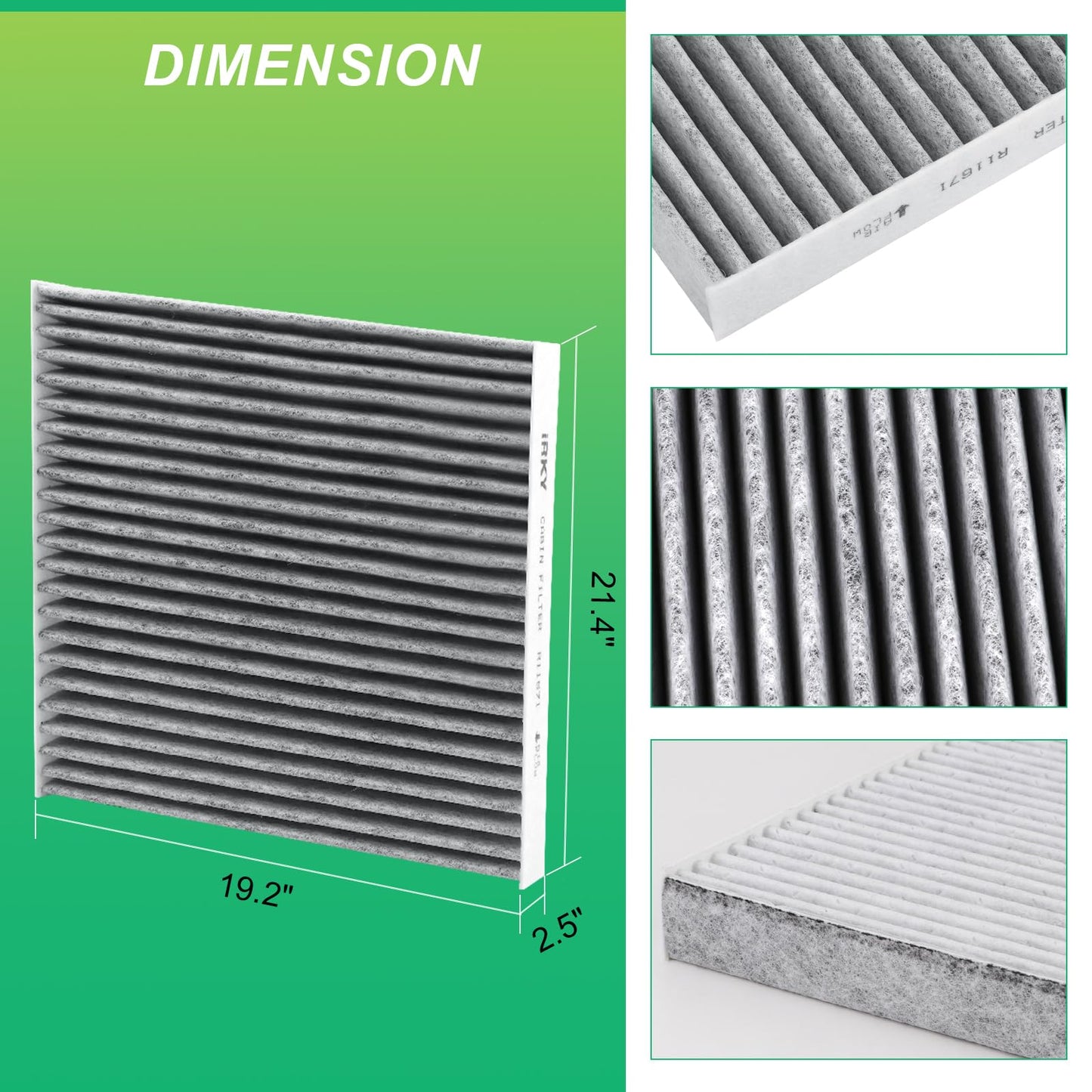 CF11671 Cabin Air Filter Replacement CP671 Compatible with RAM 1500/2500/3500 2016-2024,1500 CLASSIC/4500/5500 2016-2023;Jeep Wagoneer 2022-2023;Mazda CX-7 2007-2012 includes Activated Carbon 3 Packs