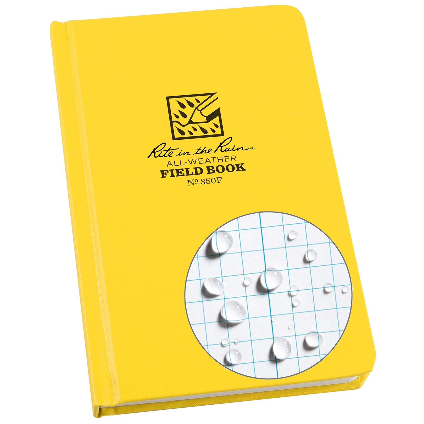 Rite in the Rain Weatherproof Hard Cover Notebook, 4.75" x 7.5", Yellow Cover, Field Pattern (No. 350F-X)