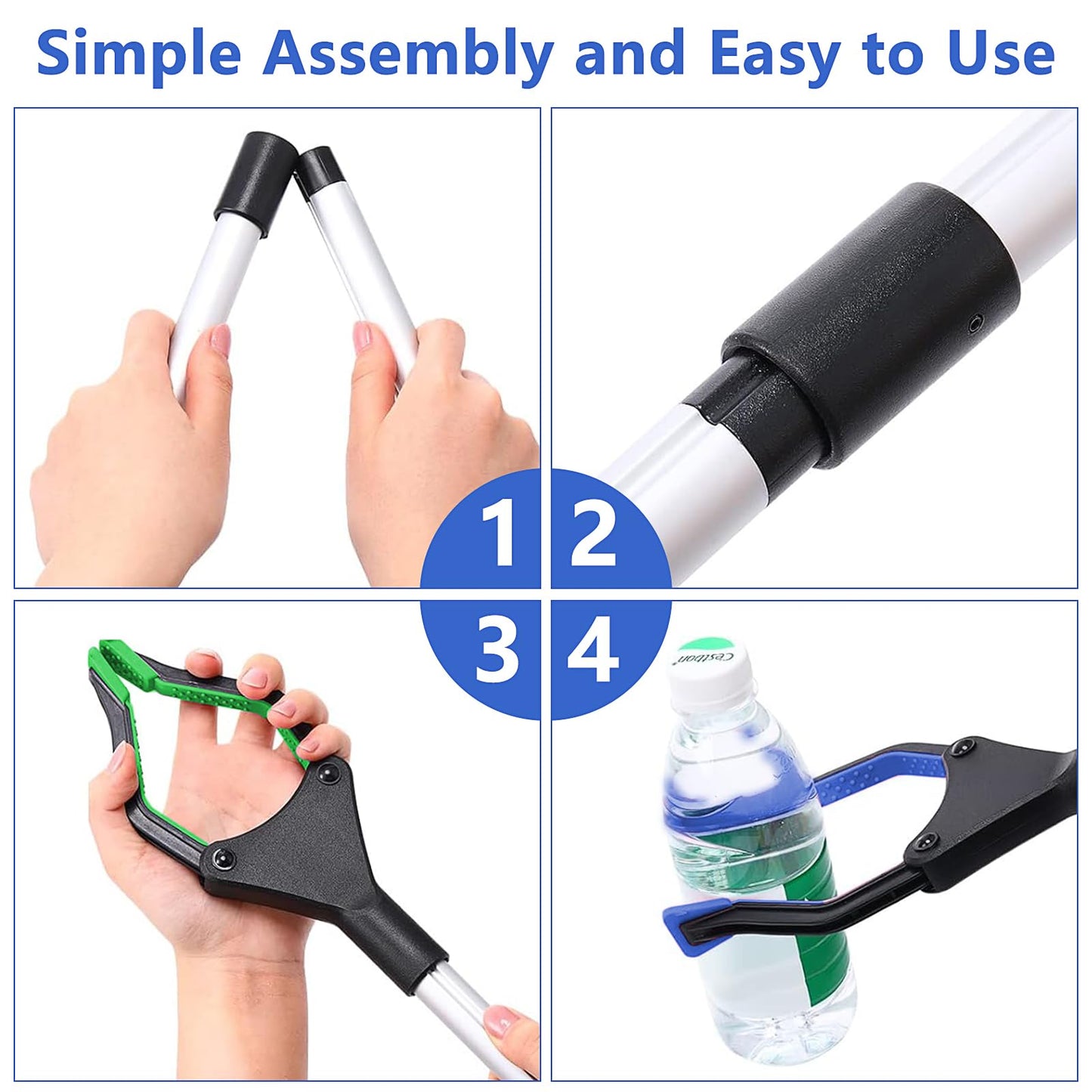 8 Pack Grabber Reacher Tool for Elderly, 32 Inch Foldable Pick up Stick Grabber Lightweight Reaching Tool Long Handy Mobility Aids for Trash Pick Up, Litter Picker, Arm Extension, 5 Color